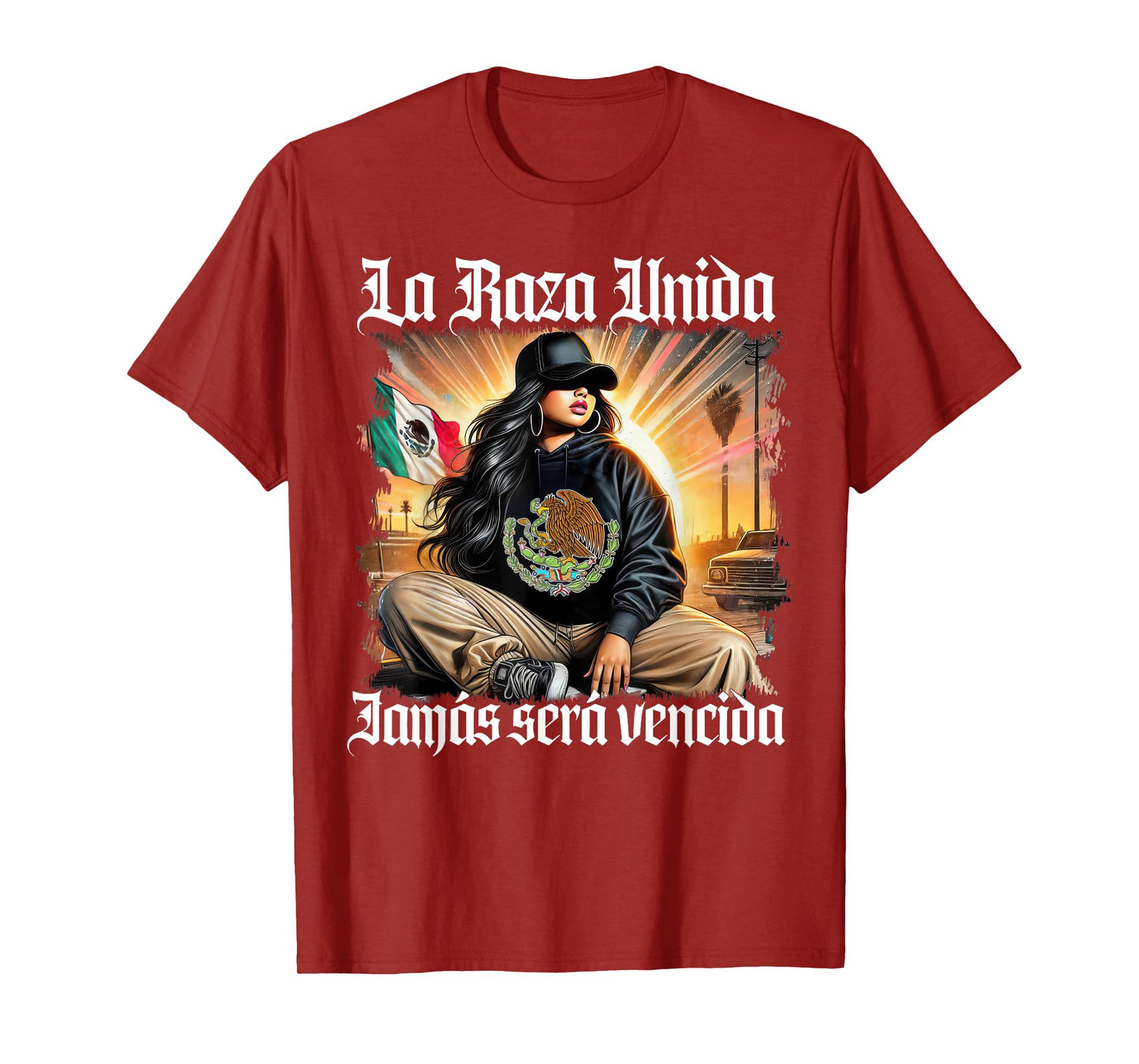 Retro La Raza Unida Mexican Flag Mexico Womens Girls T-Shirt