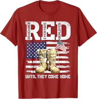 RED Friday Remember Everyone deployed every friday veterans T-Shirt