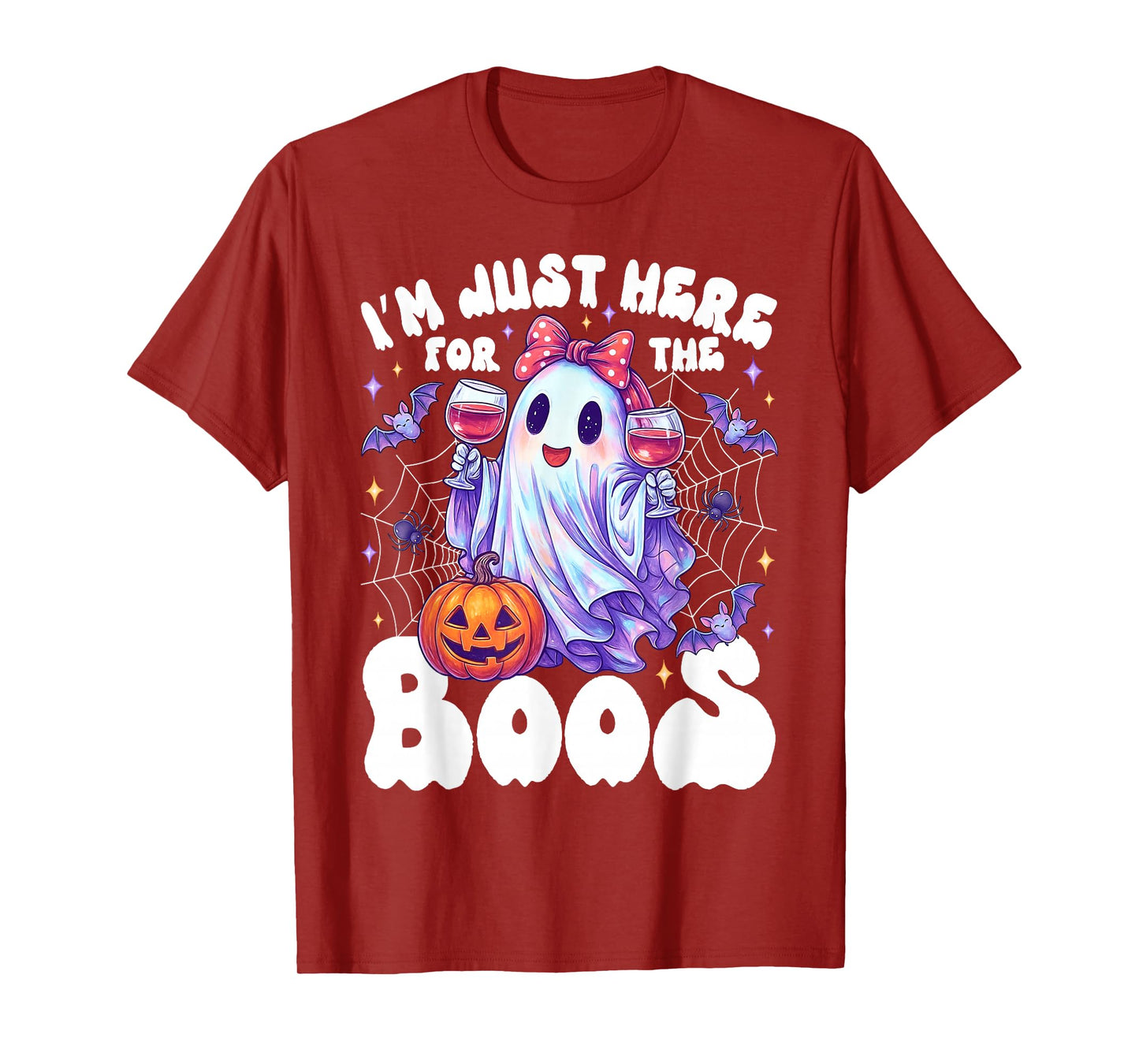 Funny I'm Just Here for The Boos Cute Halloween Ghost Women T-Shirt