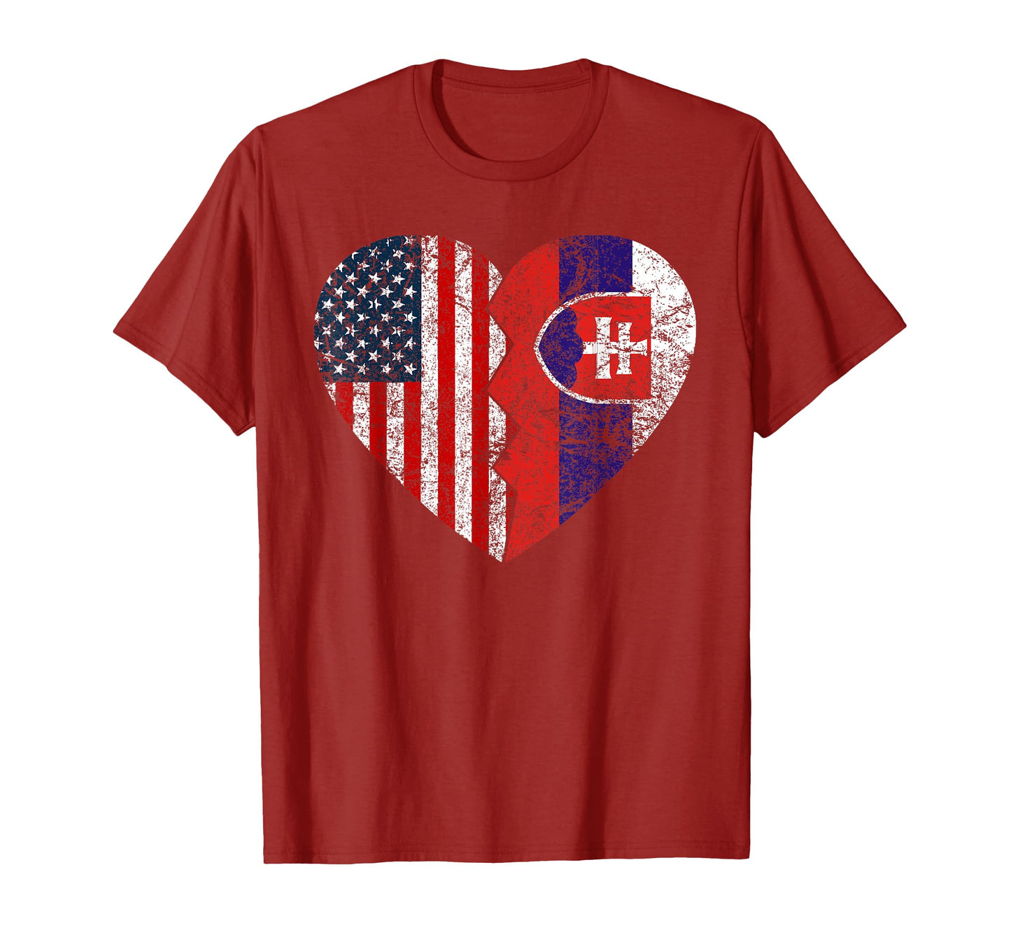 Slovakian American Flag Heart | United States Slovakia Roots Women Kids Men T-Shirt