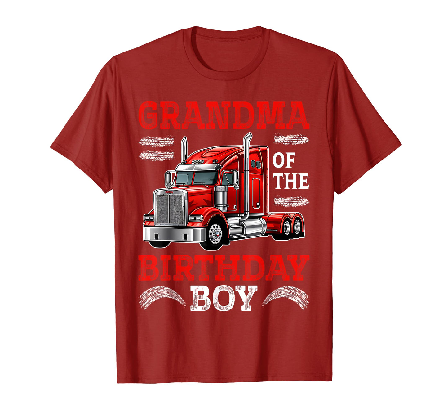 Grandma Of The Birthday Boy Semi Truck Family Birthday Squad T-Shirt