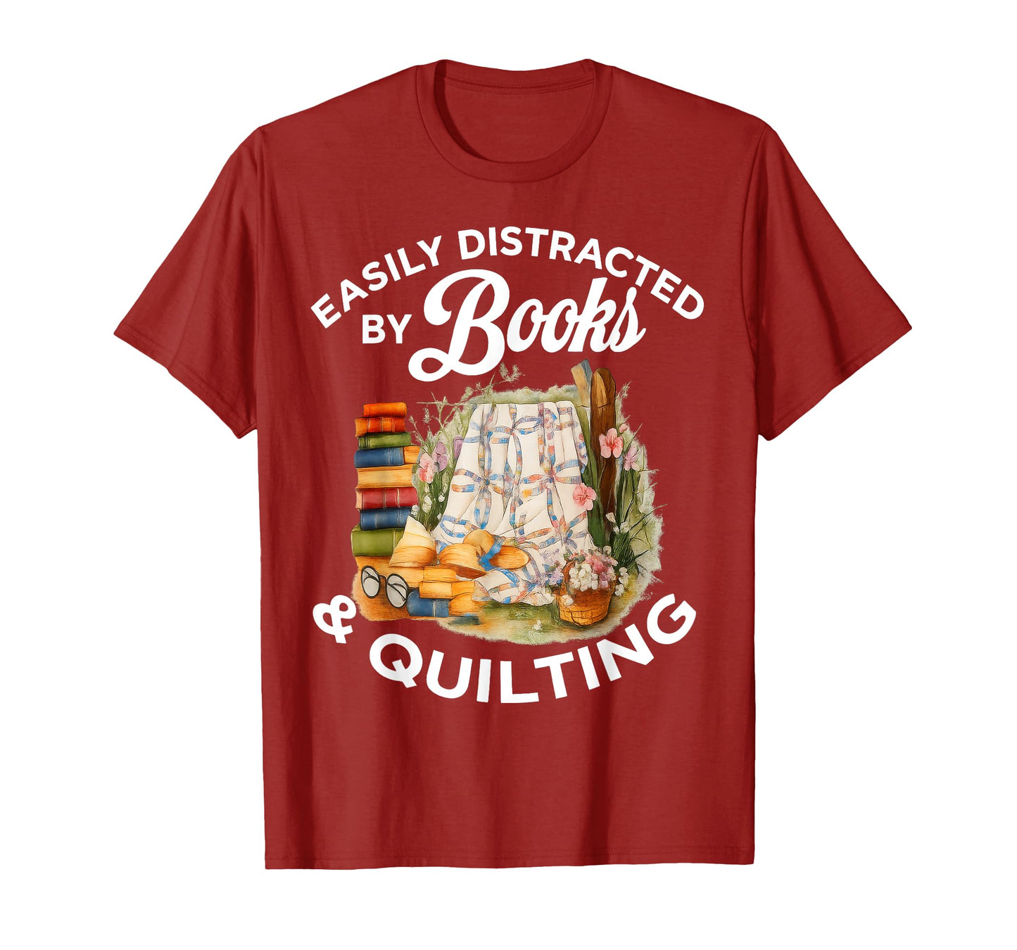 Quilting Sewing Machine Quilter Easily Distracted by Book T-Shirt