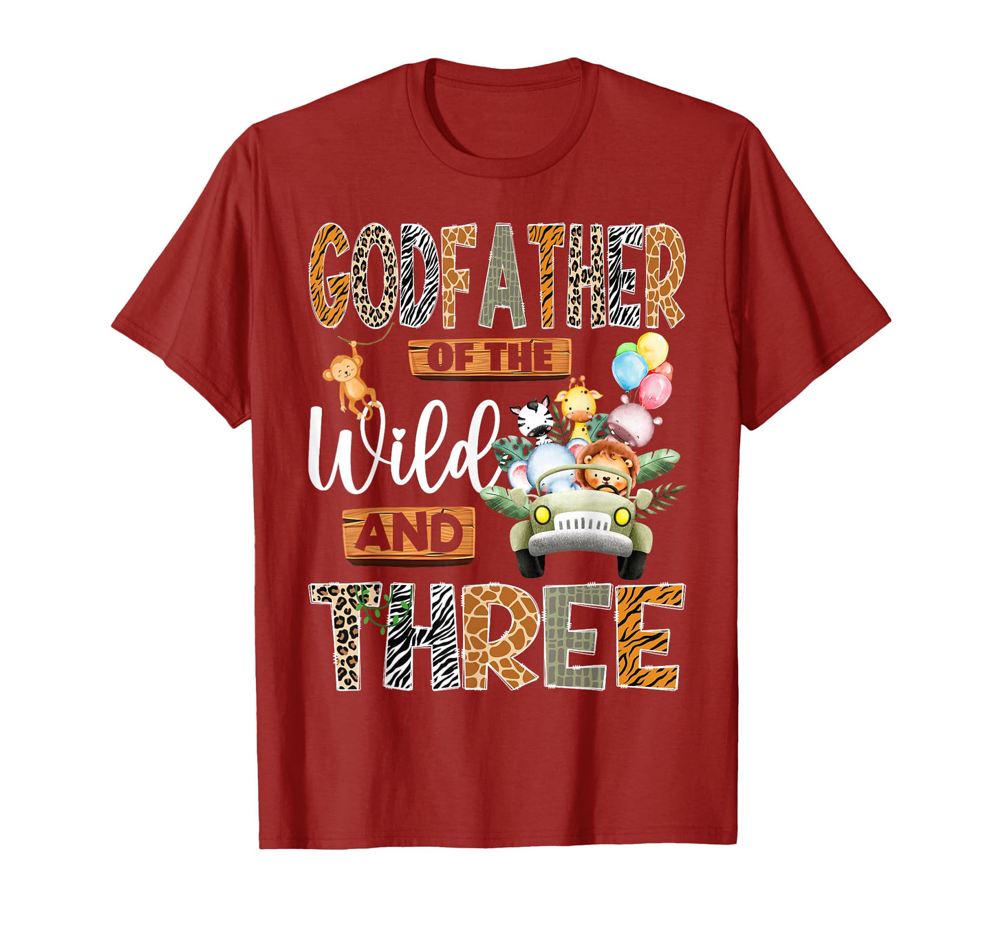 Godfather of The Wild & Three 3Rd Birthday Boy Safari Truck T-Shirt