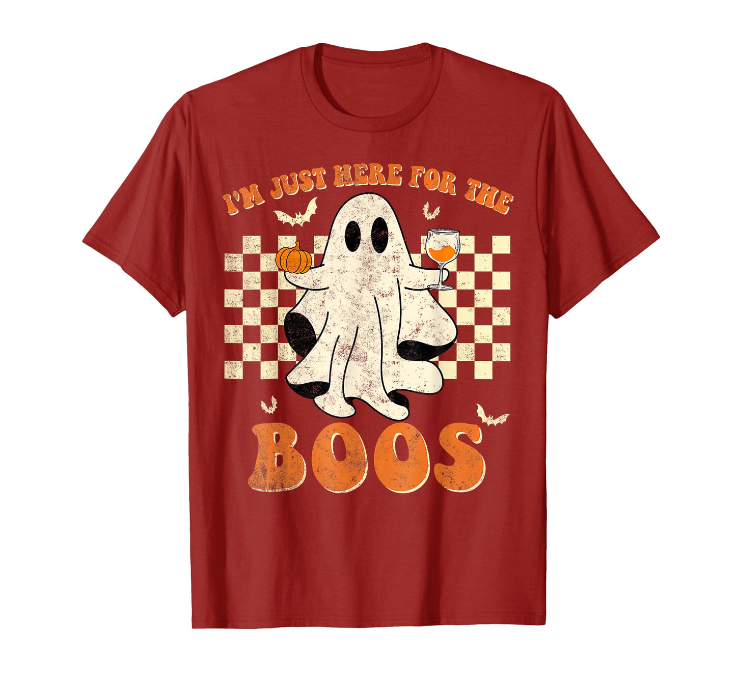 I'm Just Here for The Boos Ghost Retro Groovy Halloween T-Shirt