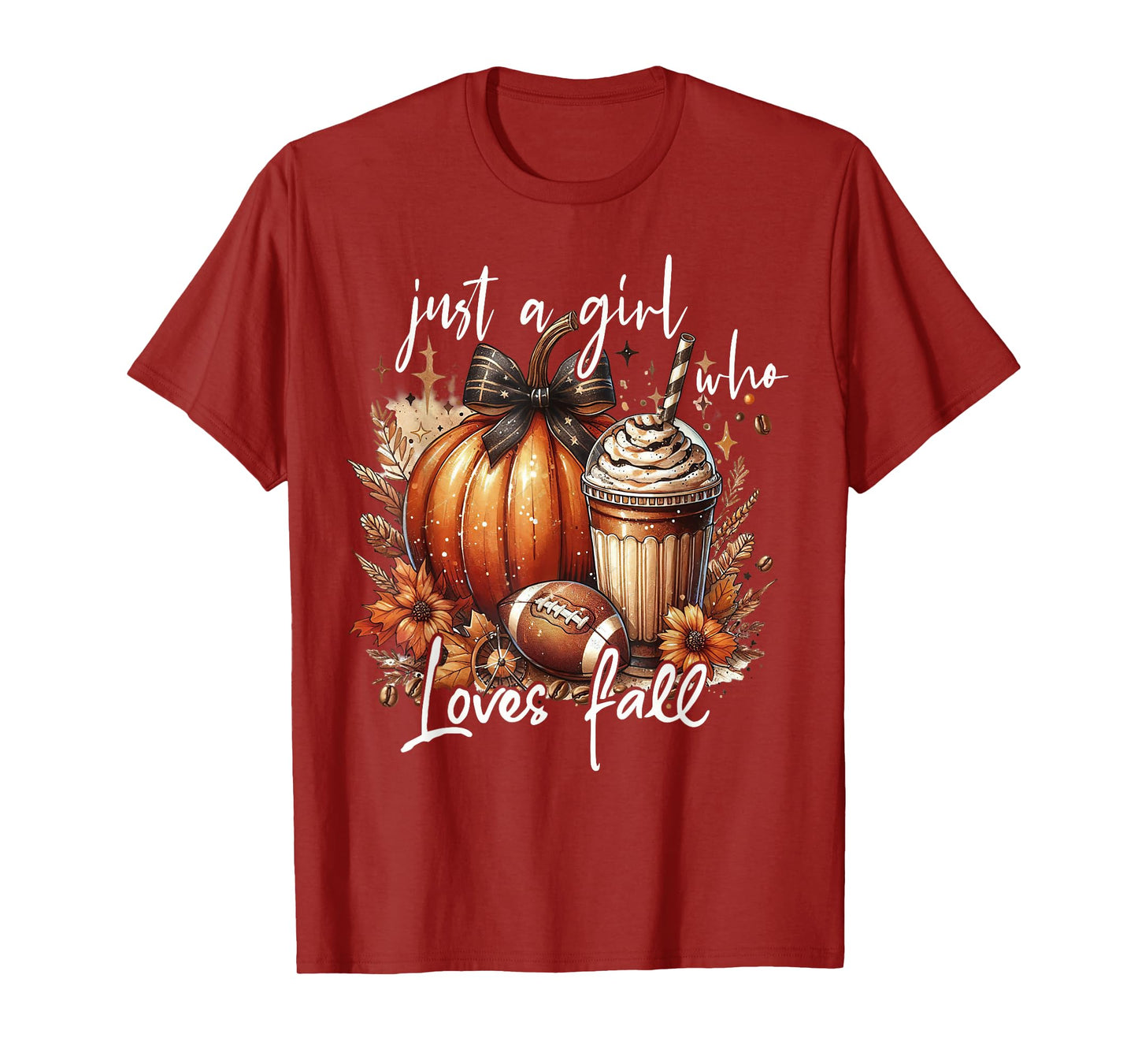 Just A Girl Who Loves Fall Pumpkin Spice Autumn Football T-Shirt