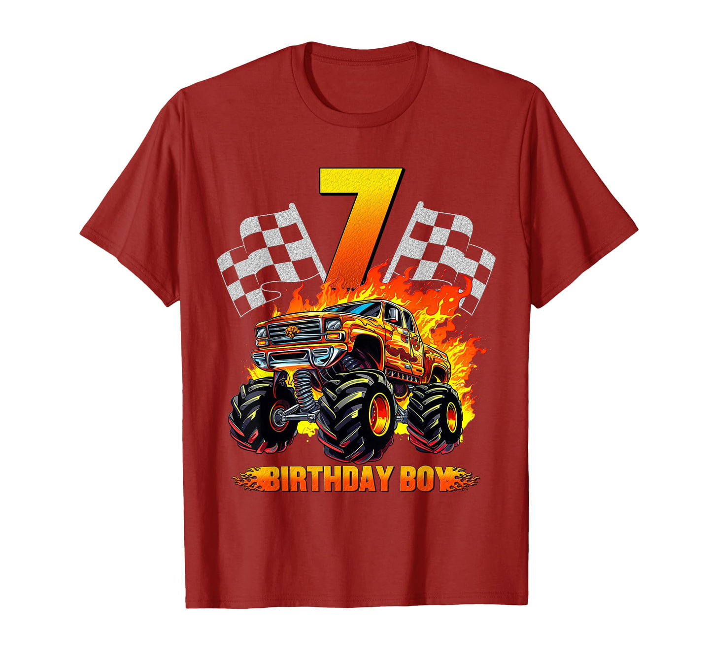 7 Year Old Birthday Monster Truck 7th Birthday Boy Kids T-Shirt