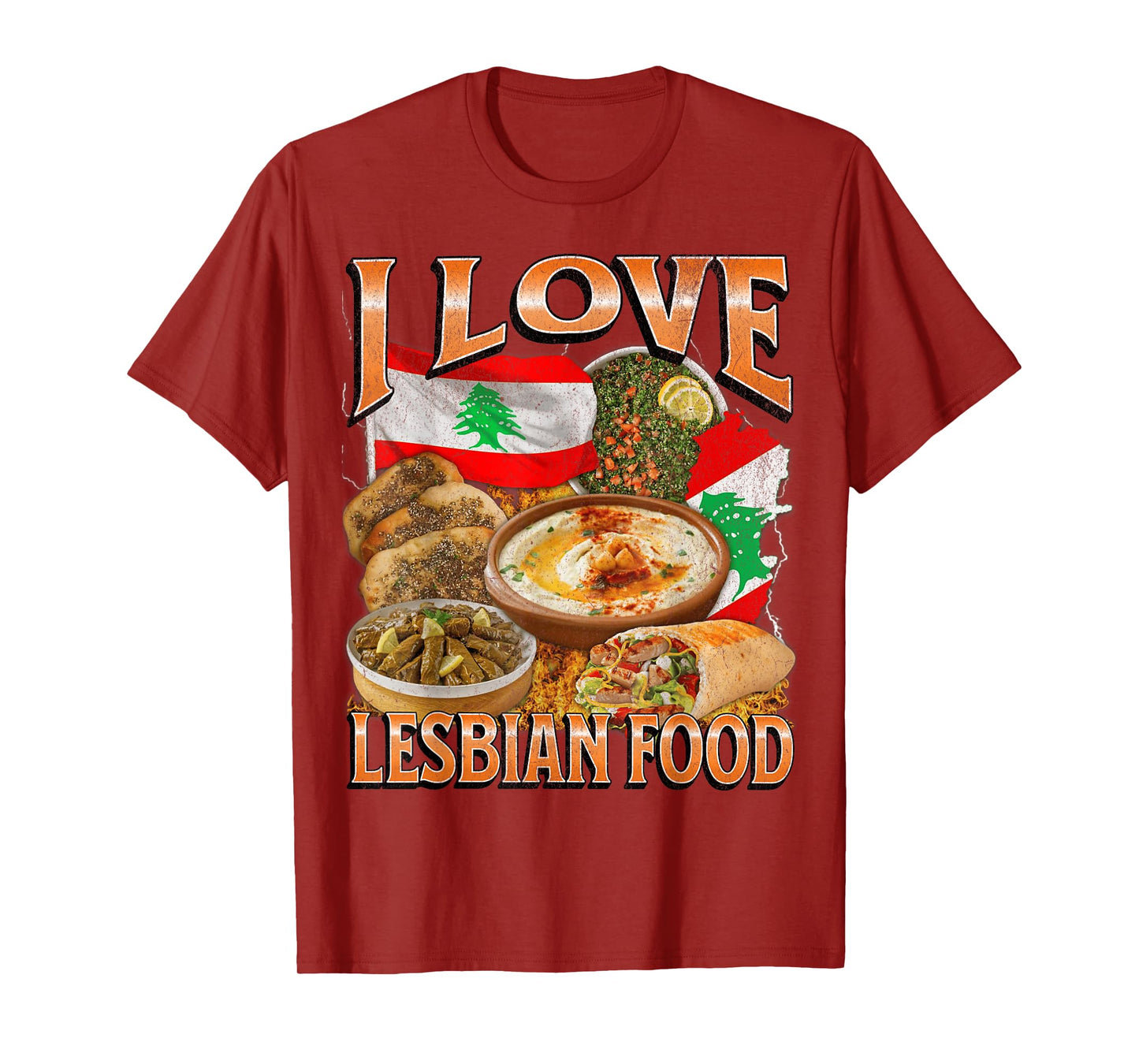 I Love Lesbian Food Funny Lebanese Food Meme Bootleg T-Shirt