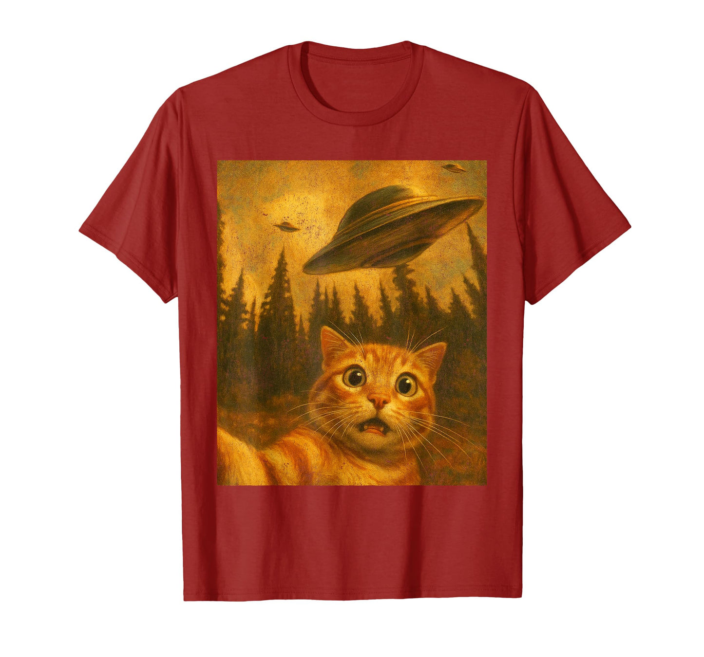 Cat Selfie With Alien UFO Funny Cat Gifts For Men Women Kid T-Shirt