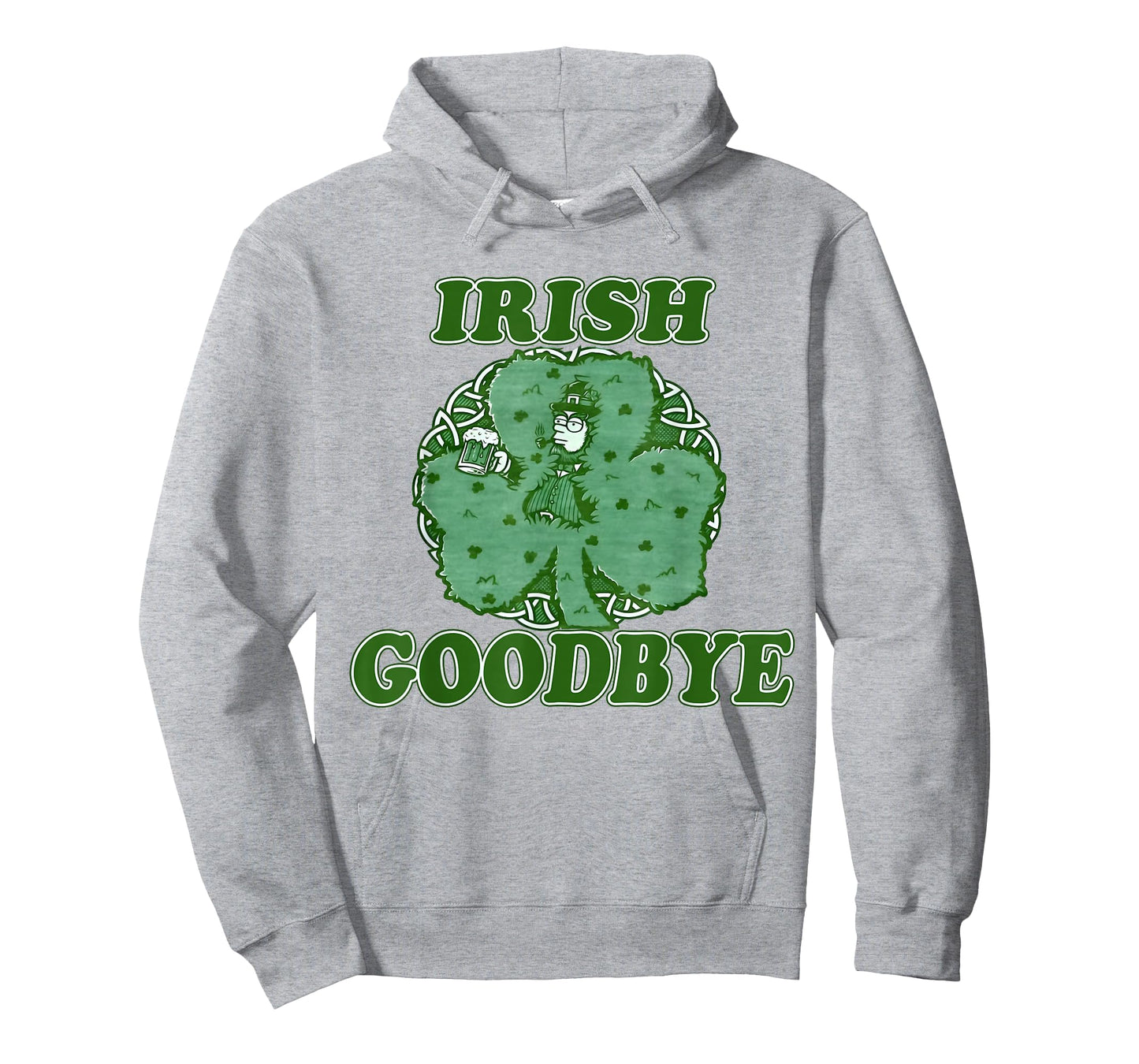 Irish Goodbye Leprechaun with Beer Shamrock St Patrick's Day T-Shirt - Hoodie | Ash