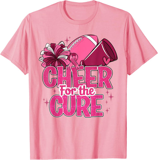 Cheer For The Cure Breast Cancer Awareness Pink Ribbon T-Shirt
