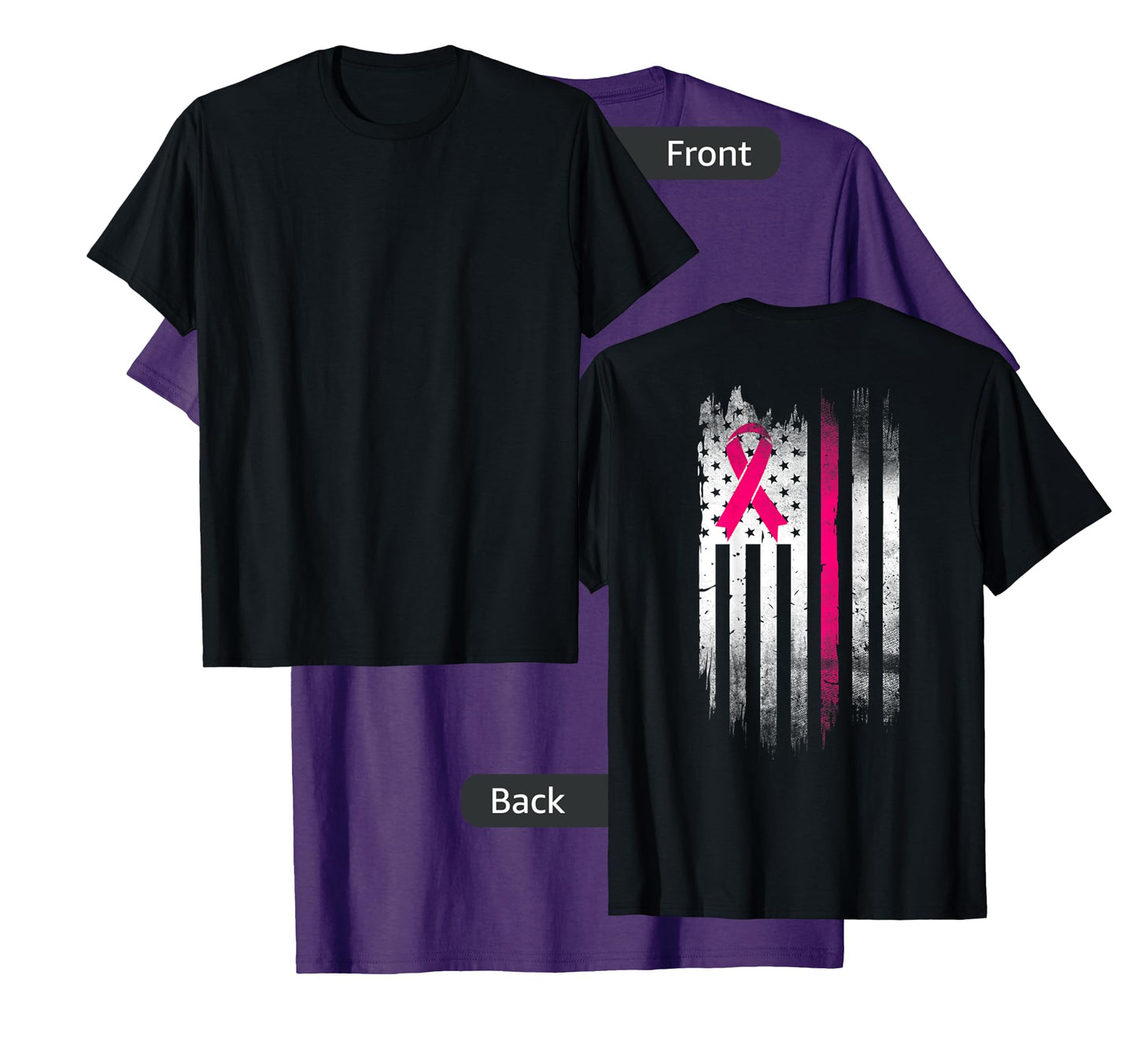 Breast Cancer Awareness Fight Pink Thing Ribbon USA flag T-Shirt
