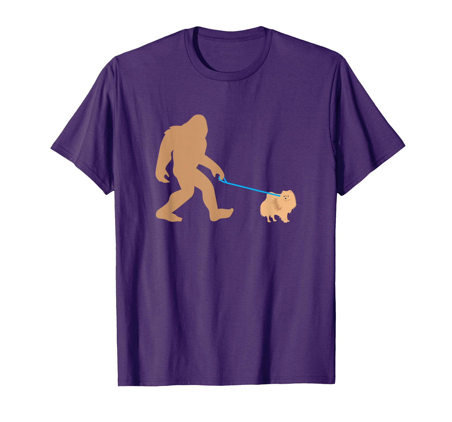 Bigfoot Walking Pomeranian Dog Funny Sasquatch Gift T-Shirt
