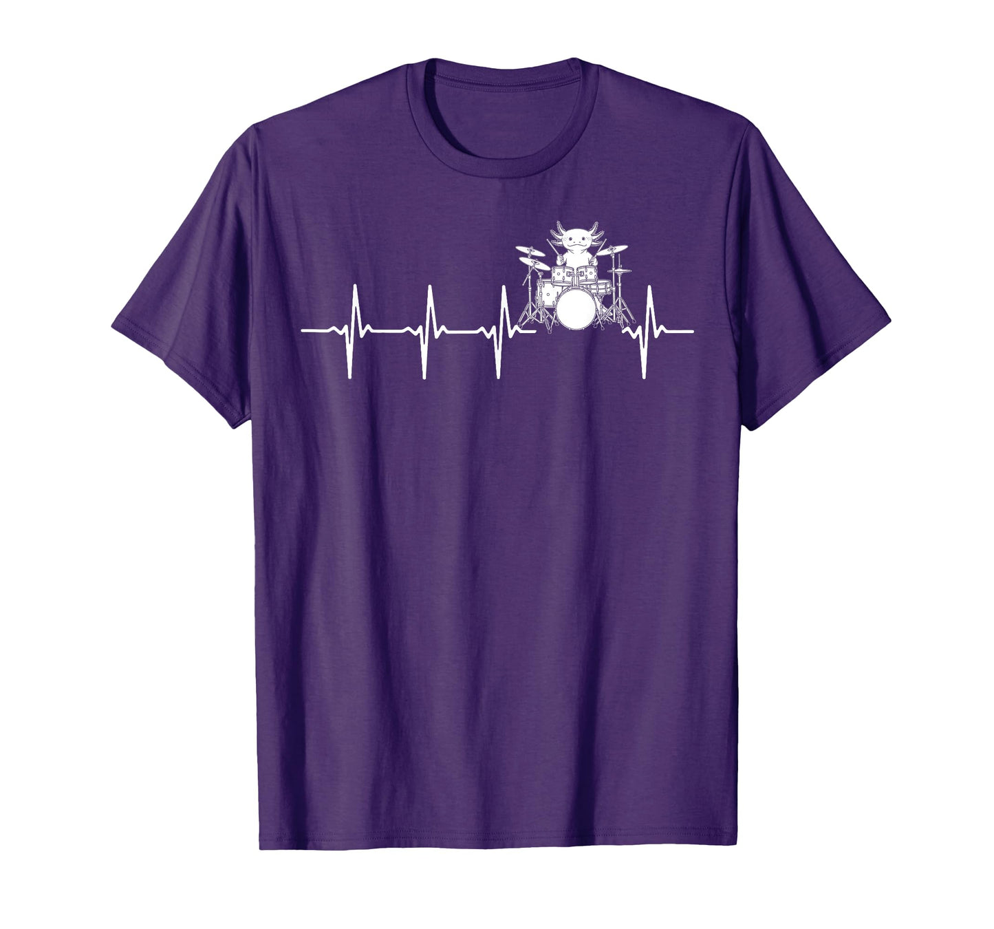 Axolotl Drums Heartbeat Funny Gift For Men Women Kid Drummer T-Shirt