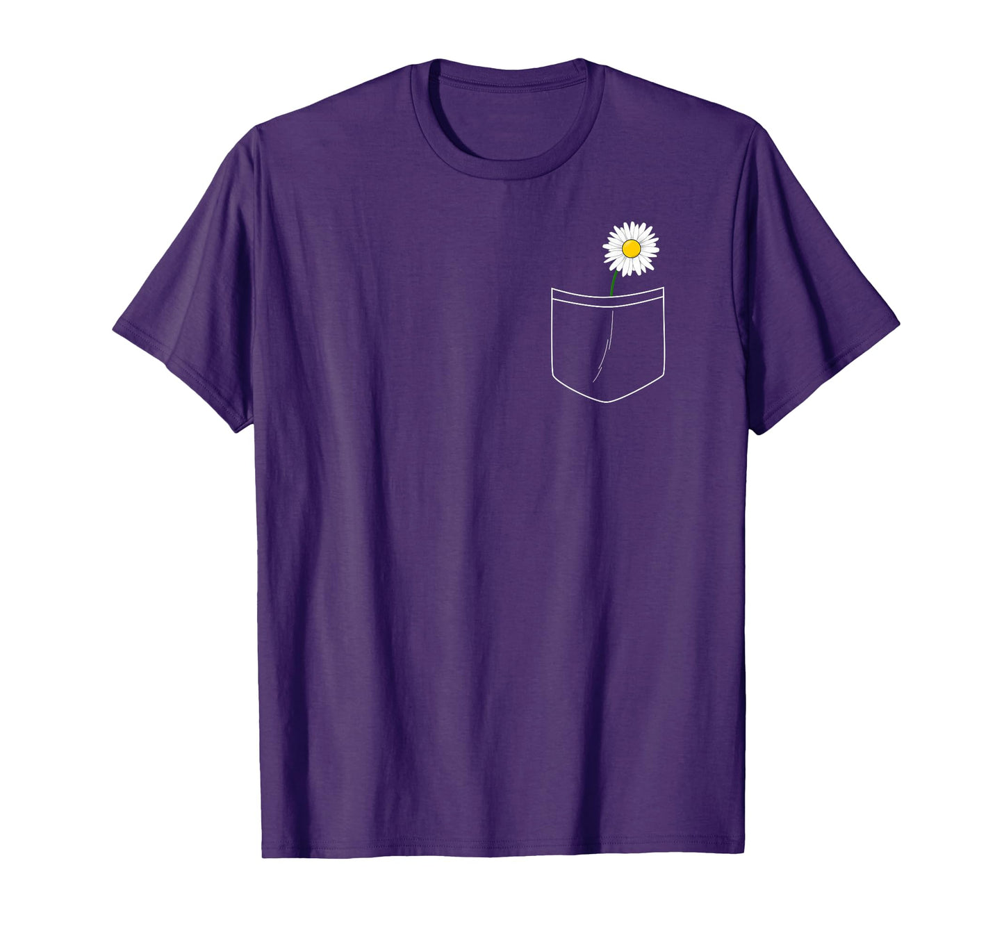 White Daisy Pocket Cute Flower Pocket T-Shirt T-Shirt