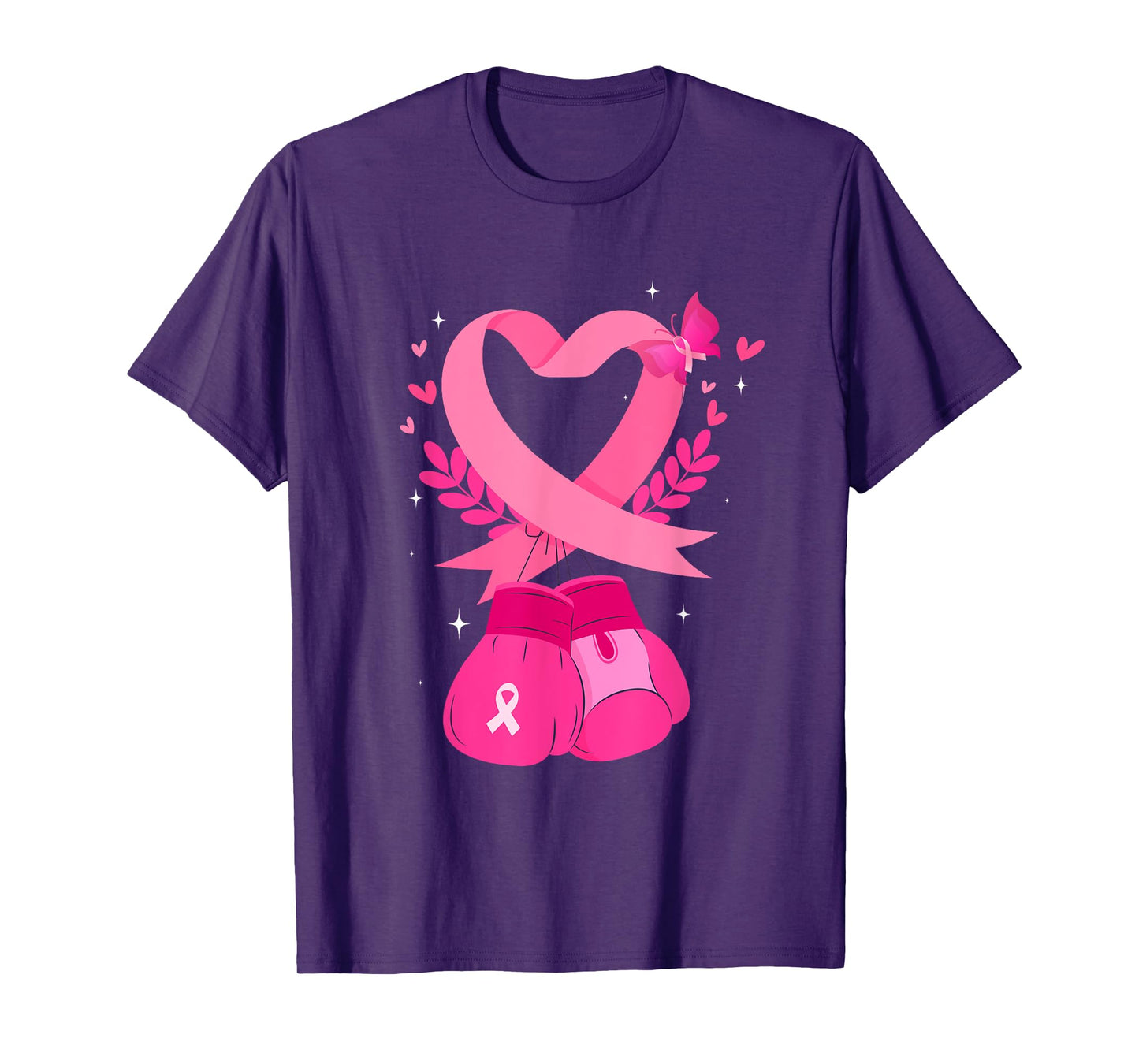 Breast Cancer Awareness Pink Ribbon Heart Boxing Gloves T-Shirt