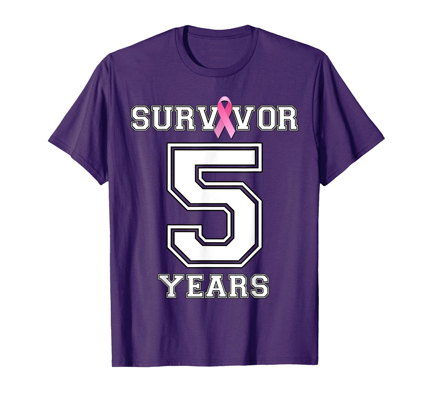 5 Years Breast Cancer Survivor Gifts For Women Pink Ribbon T-Shirt