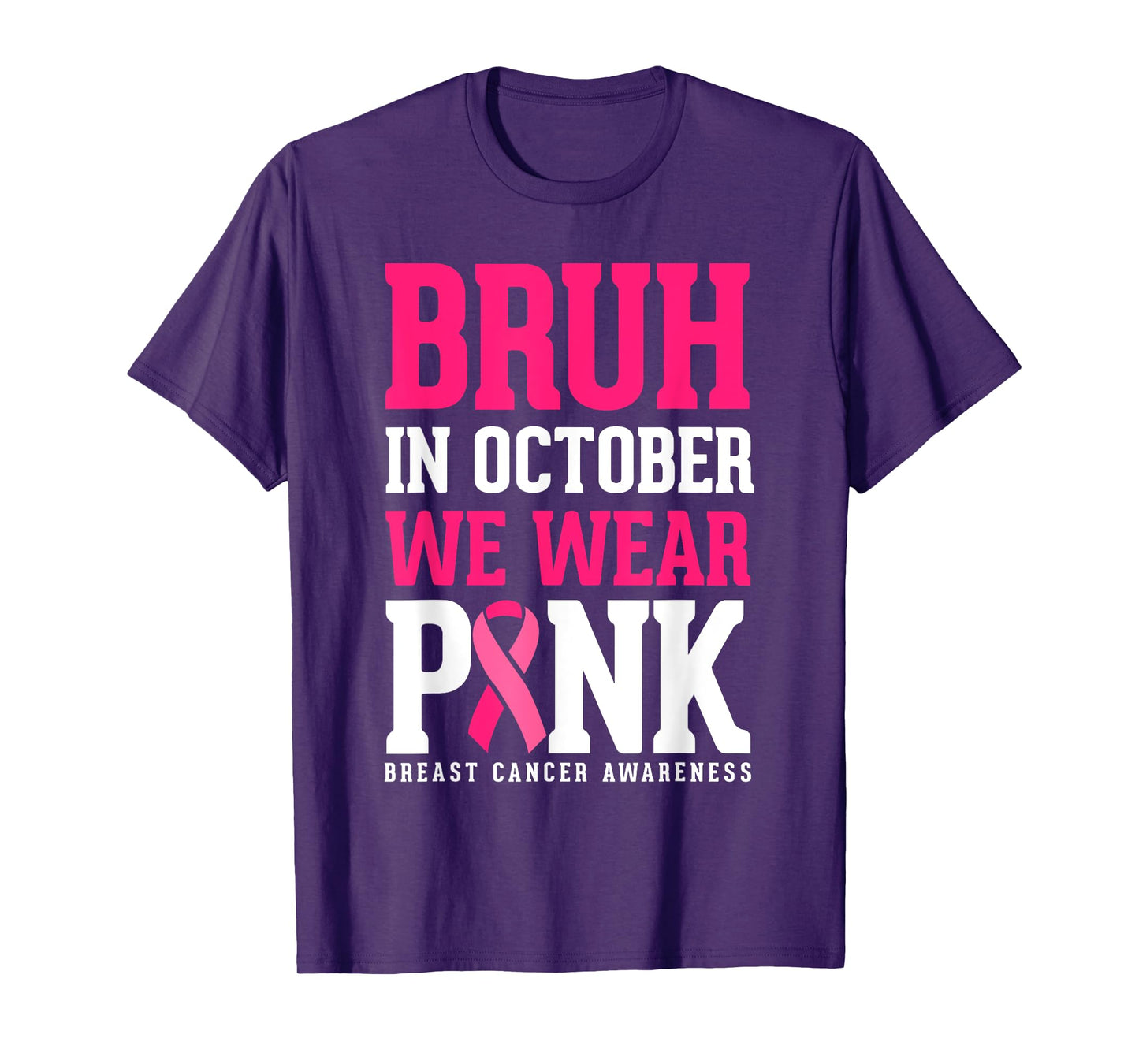 Bruh Kids Boys In October Wear Pink Ribbon Breast Cancer T-Shirt