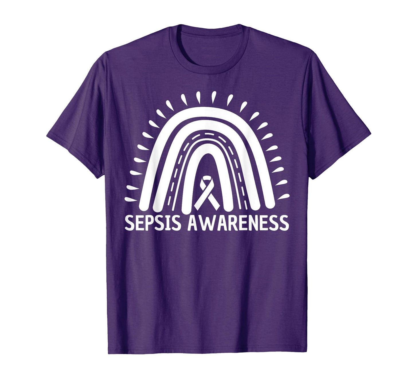 Sepsis Awareness Rainbow Red Ribbon. T-Shirt