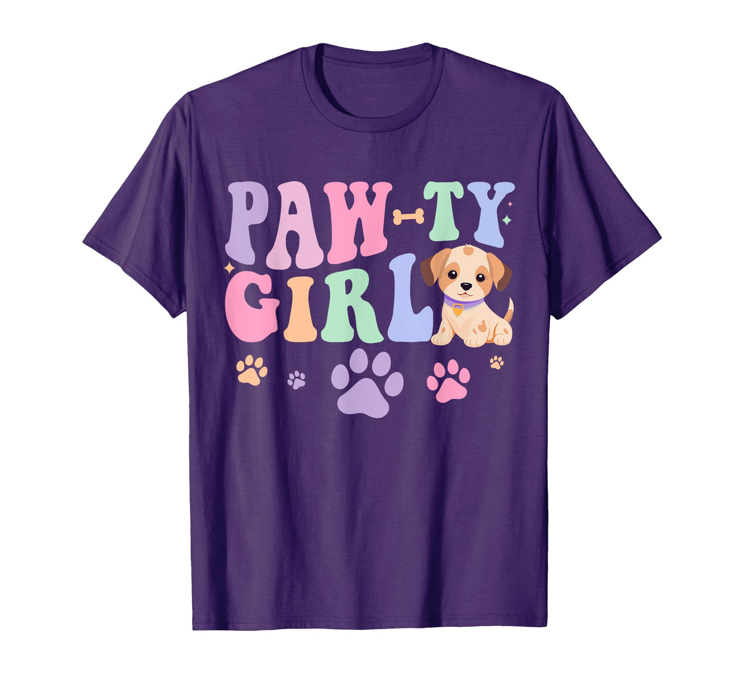 Let's Pawty Girl Birthday Dog Puppy Party Girl Kids Birthday T-Shirt
