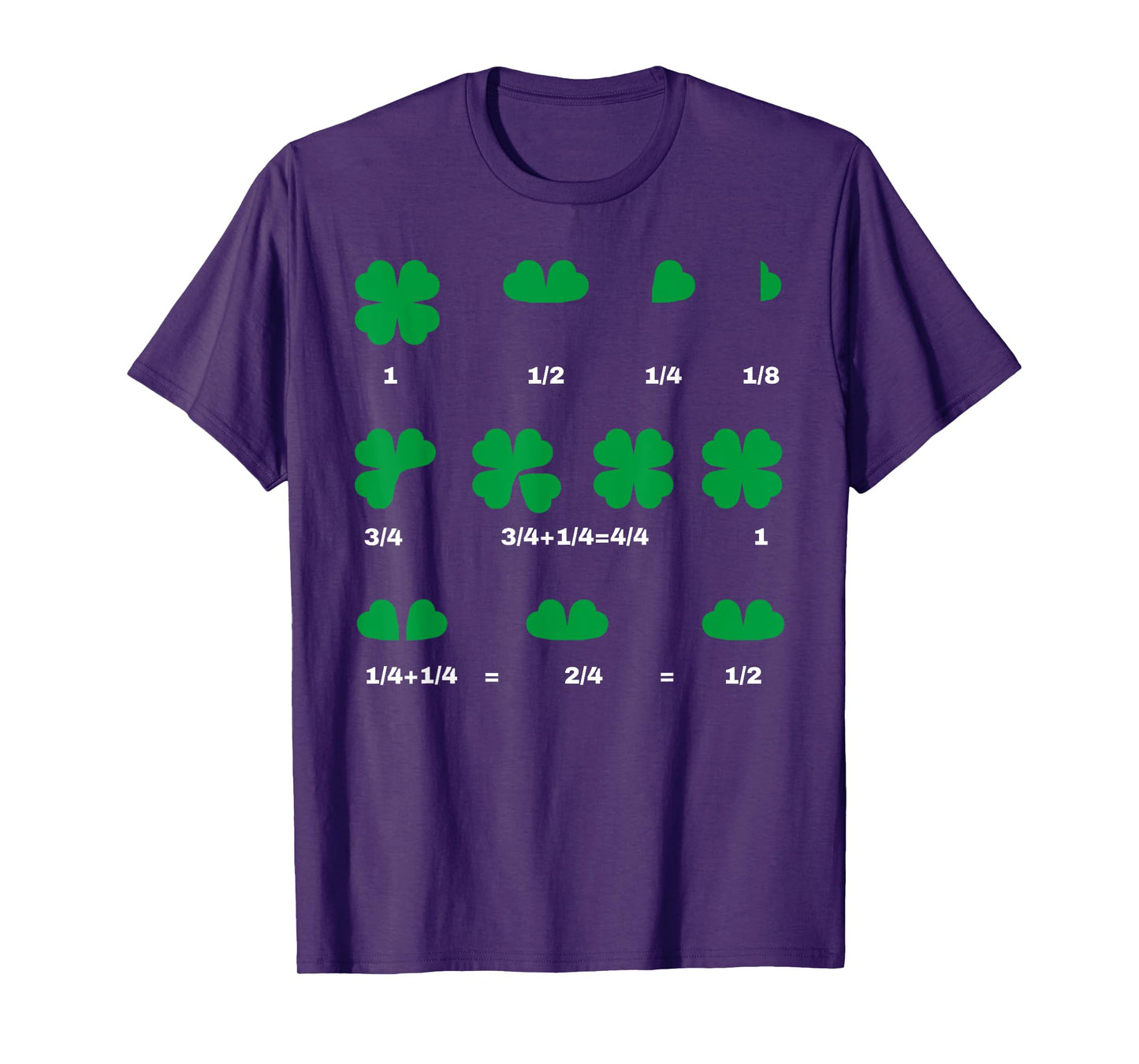 Funny Math Fraction Four Leaf Clover Teacher St Patricks Day T-Shirt