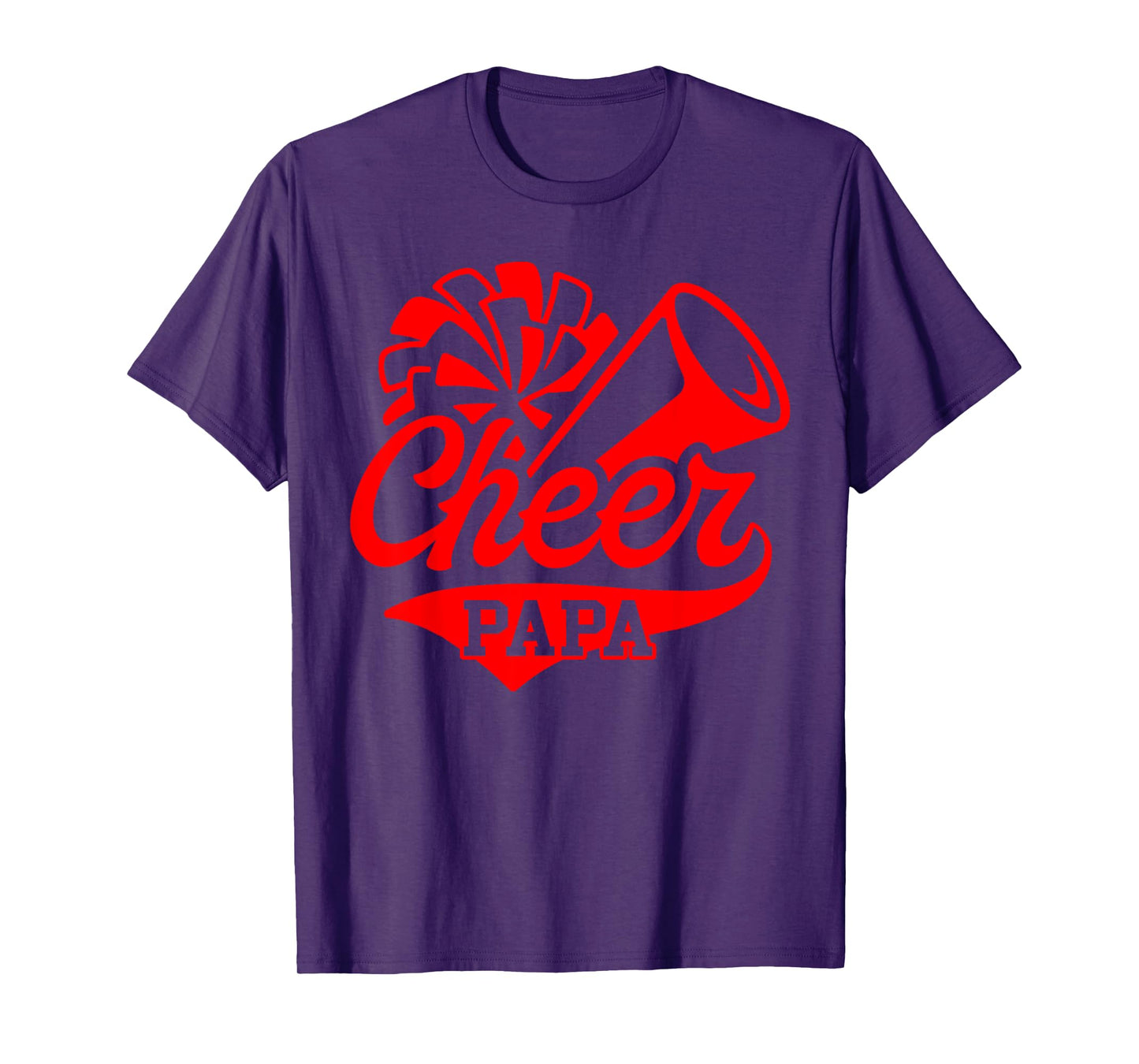 Cheer Papa Biggest Fan Leopard Print Black And Red Pom Pom T-Shirt