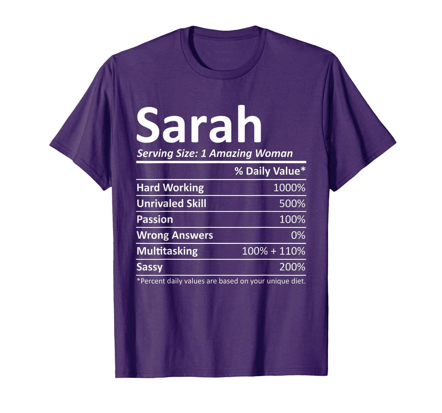 SARAH Nutrition Personalized Name Funny Christmas Gift Idea T-Shirt