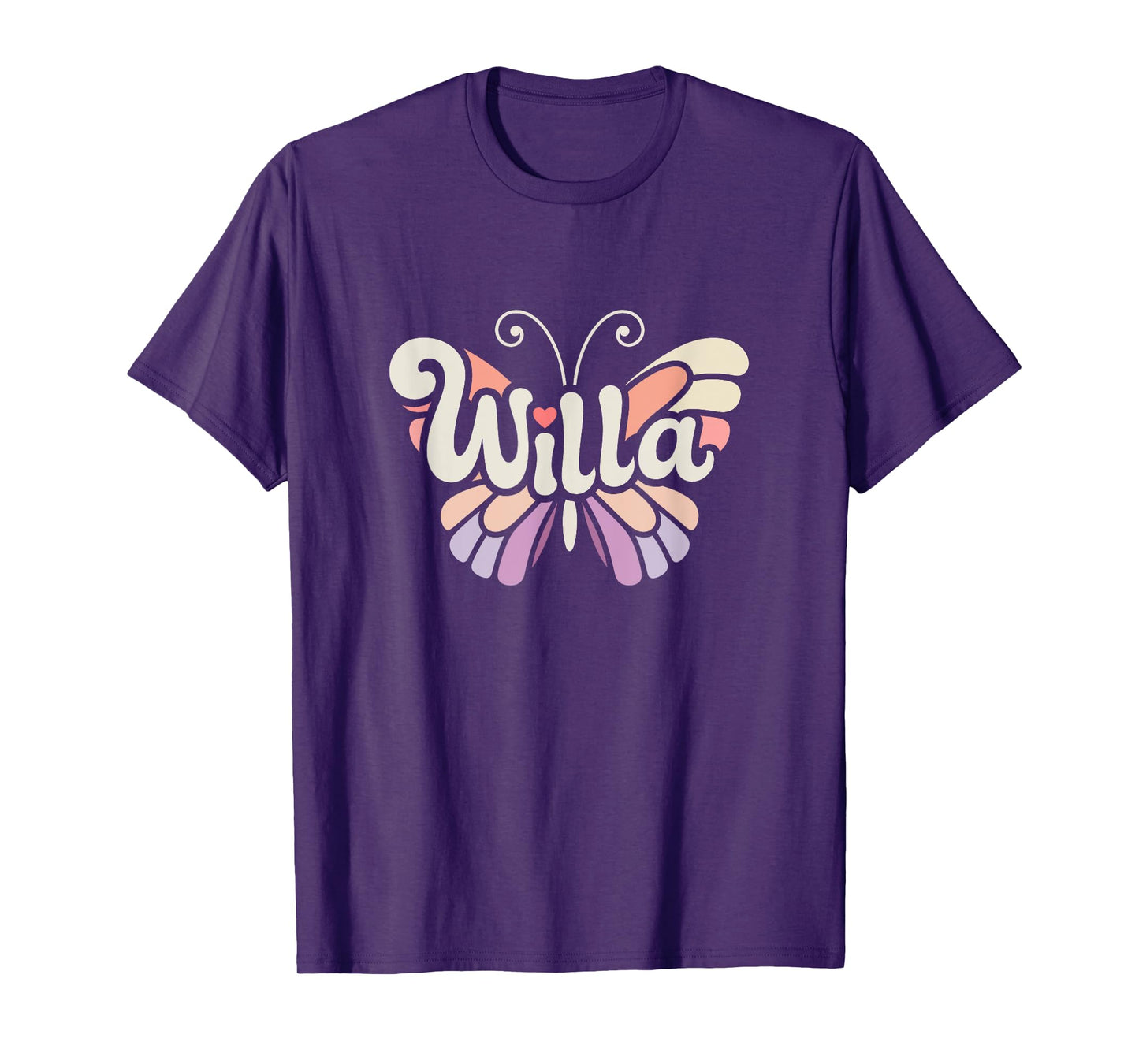 Willa Butterfly - Personalized Cute Name Word Art T-Shirt