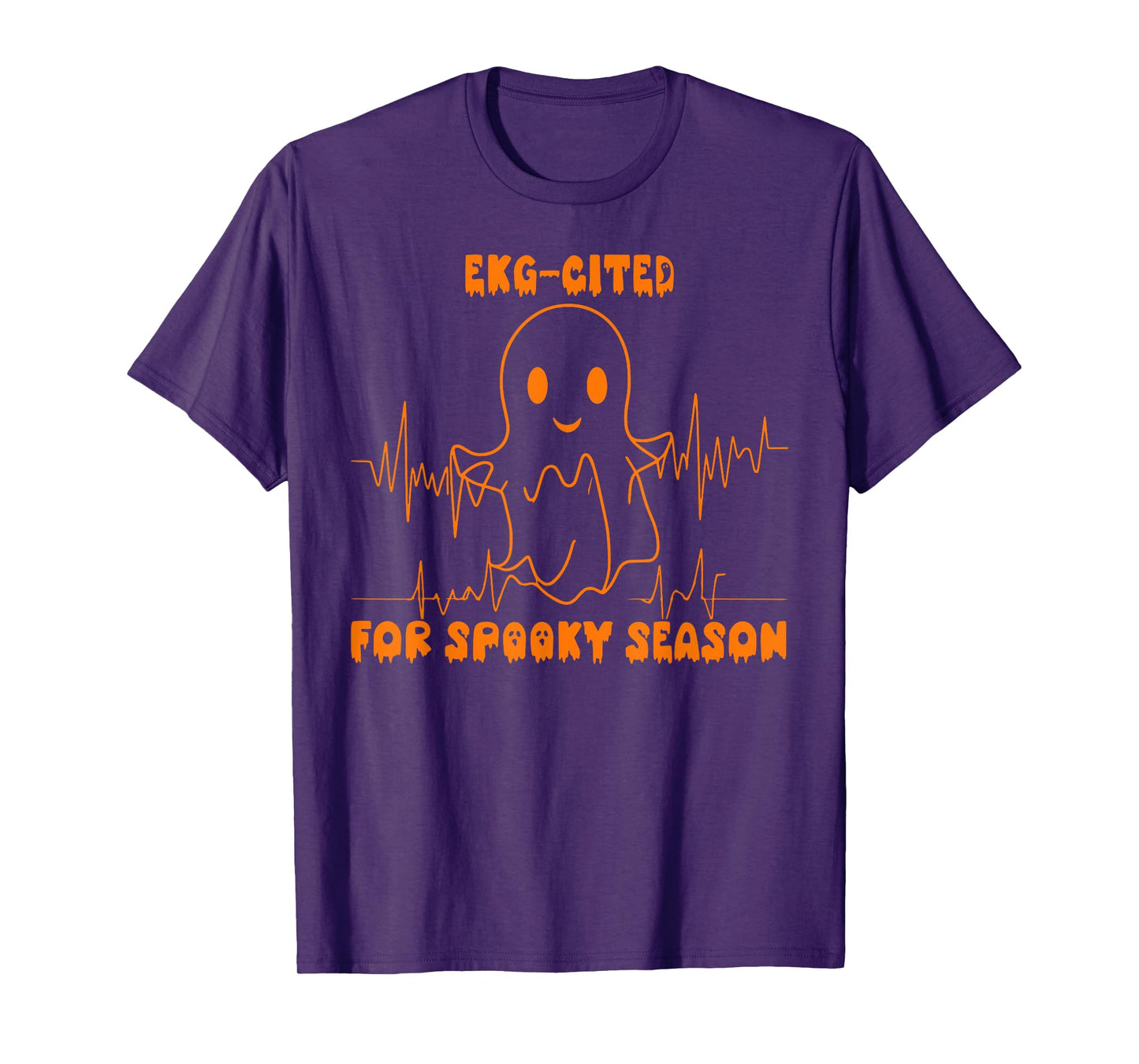 Heartbeat EKG Cited Spooky Cardiac Nurse Ghost Halloween T-Shirt