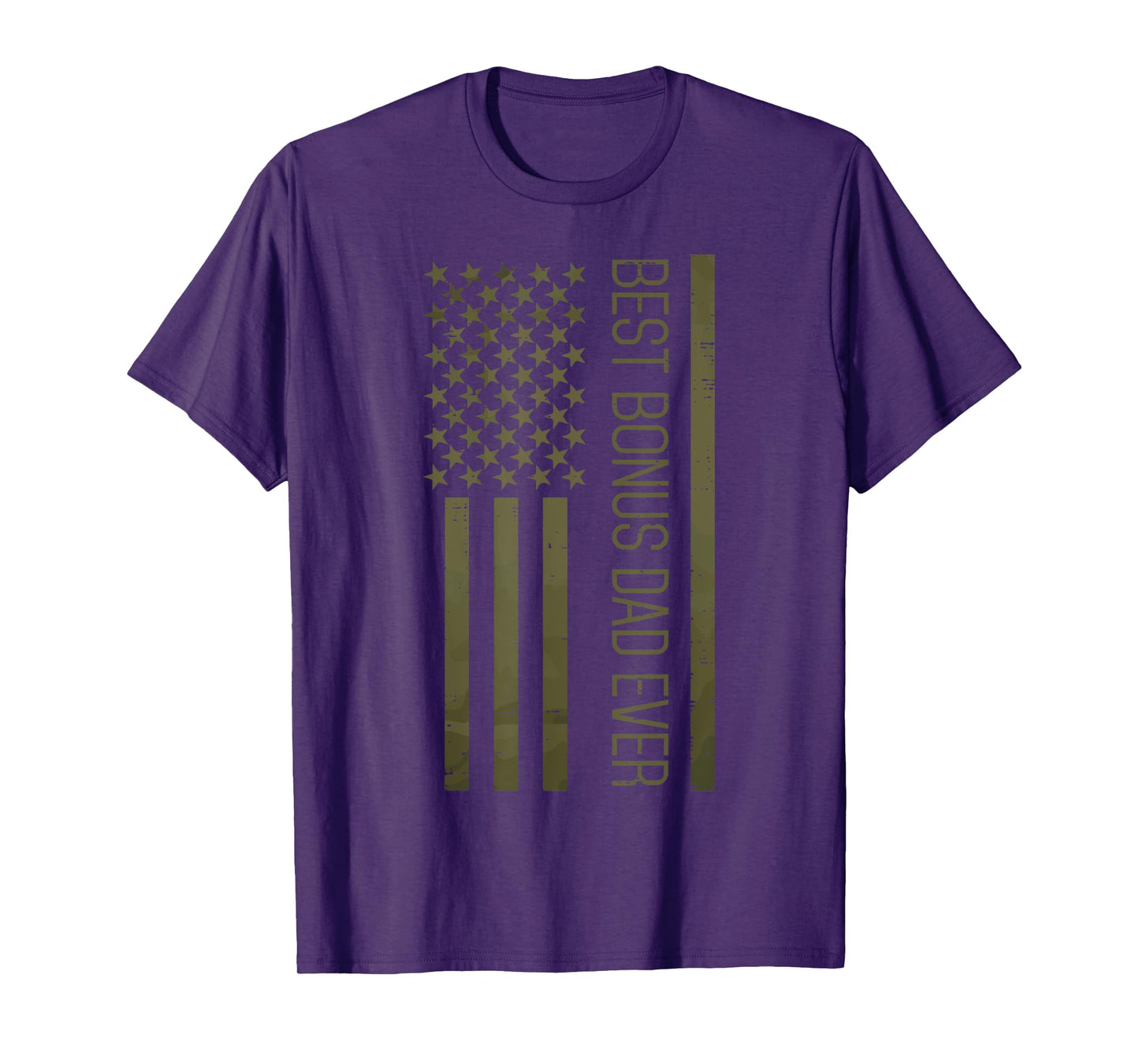 Fathers Day Best Bonus Dad Ever America Flag Stepdad Patriot T-Shirt