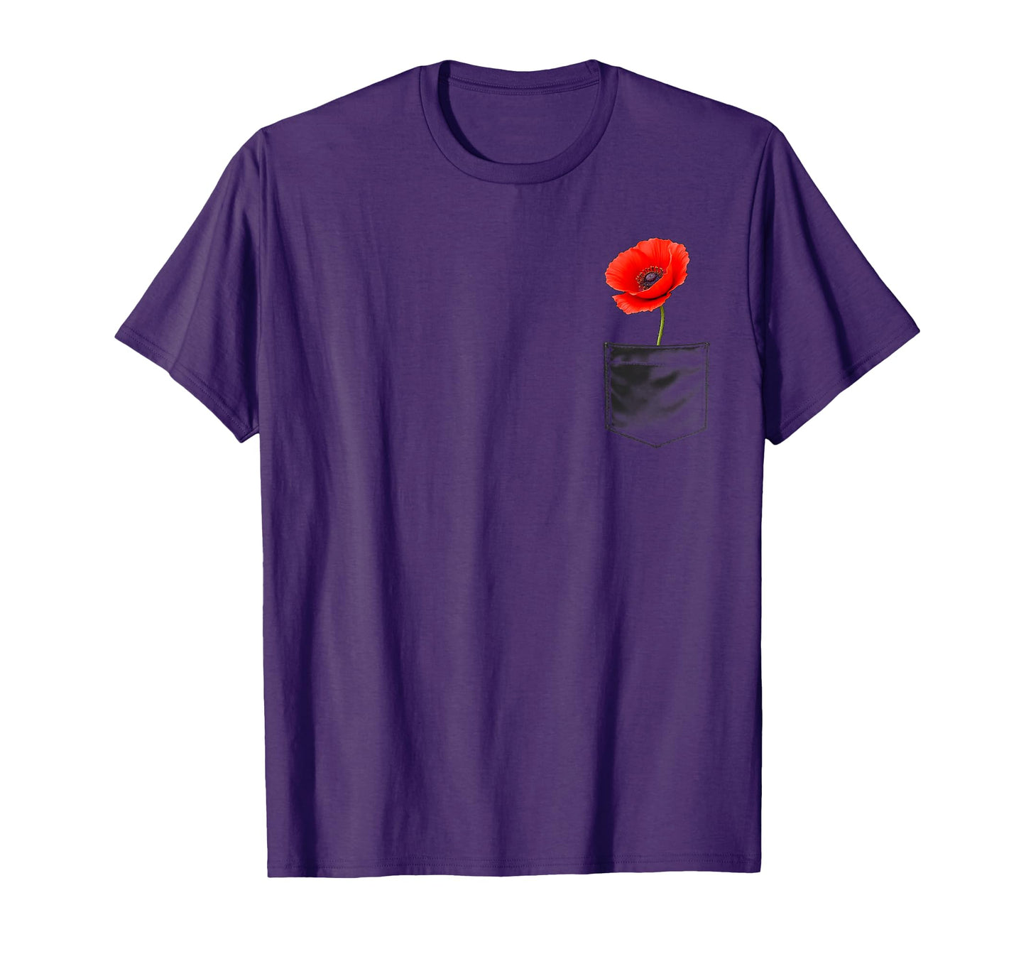 Cute Red Poppy Flower in Pocket Memorial Day USA Memorial T-Shirt