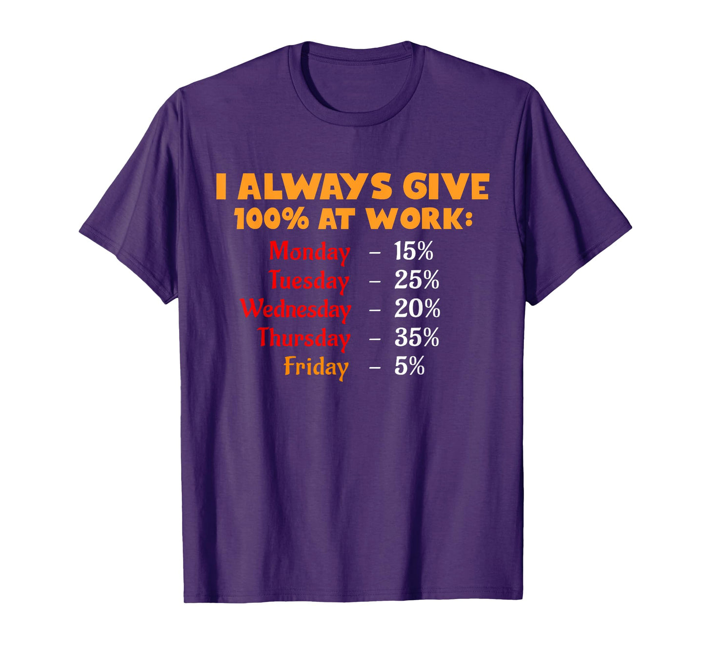 Funny I Always Give 100 Percent At Work Labor Day Men Women T-Shirt