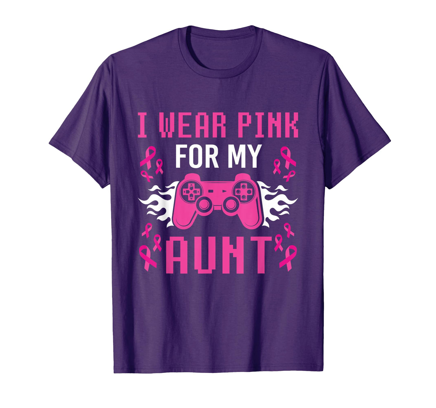 I Wear Pink For My Aunt Breast Cancer Gaming Kids Boys Youth T-Shirt
