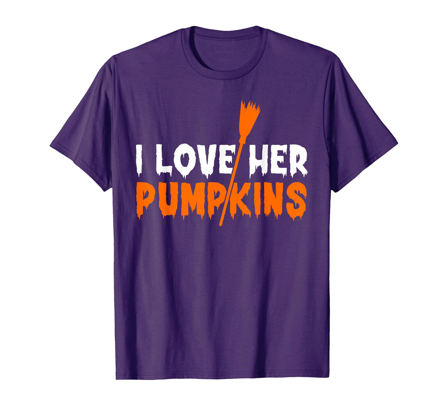 I Love Her Pumpkins I Love His Broomstick Halloween Couples T-Shirt