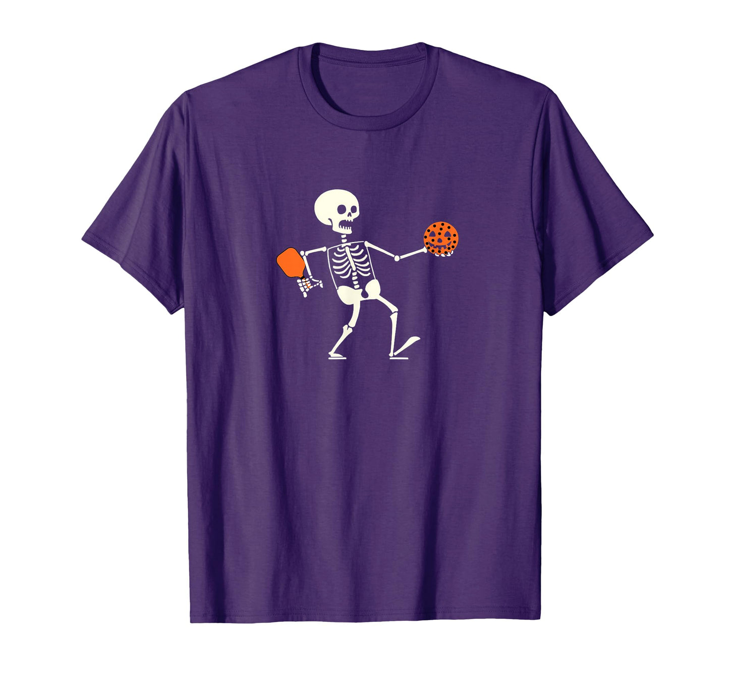 Funny Skeleton playing Pickleball Halloween Mens Womens T-Shirt