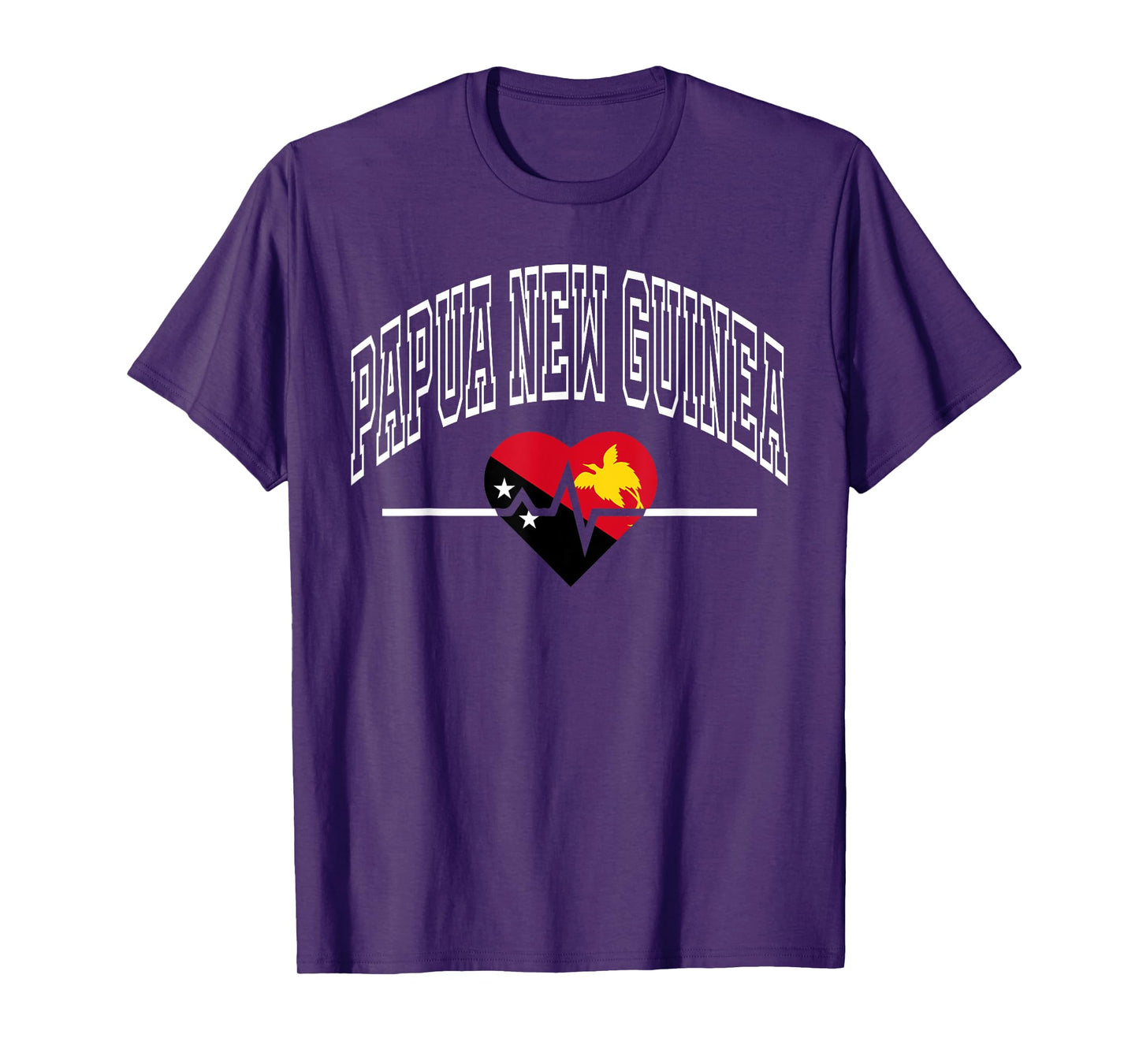 Papua New Guinea Flag Vintage Throwback Heartbeat T-Shirt