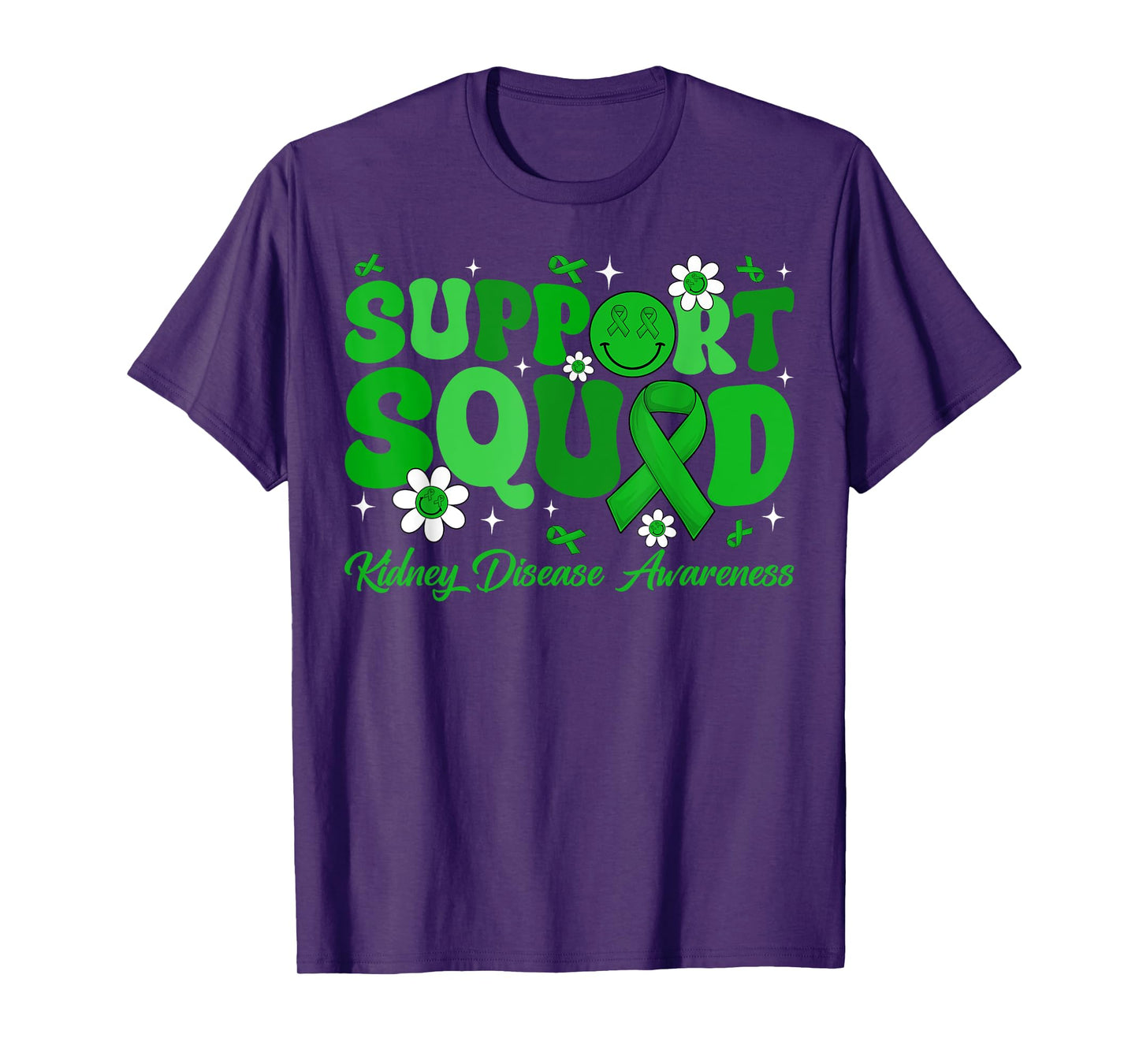 Groovy Support Squad Kidney Disease Awareness Green Ribbon T-Shirt