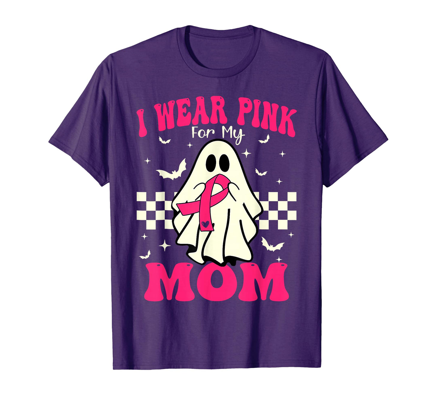 I Wear Pink for My Mom Ghost Halloween Breast Cancer T-Shirt