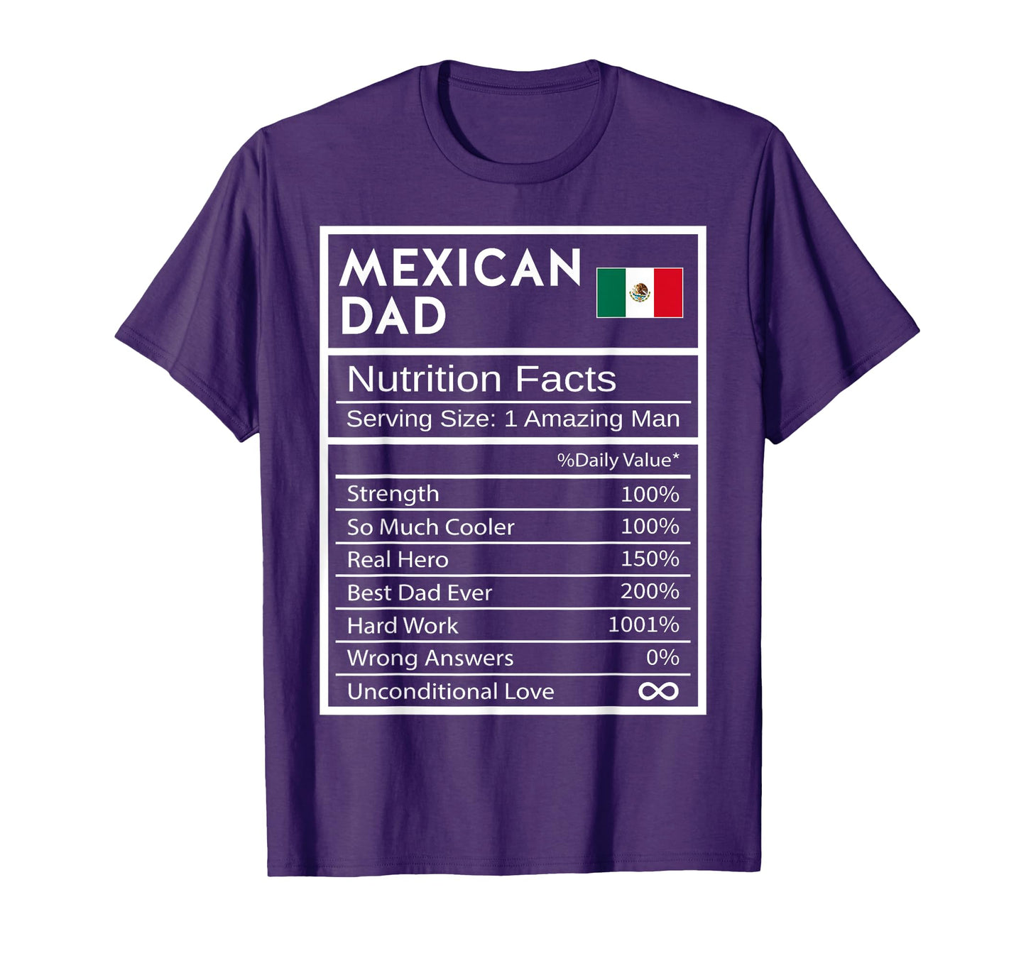Mexican Dad Nutrition Facts National Pride Gift For Dad T-Shirt