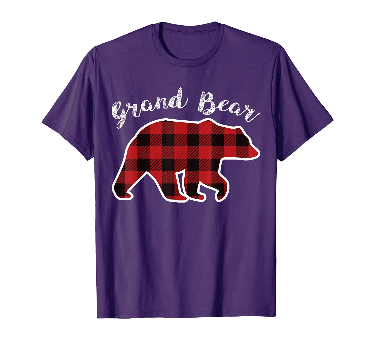 GRAND BEAR | Men Women Red Plaid Christmas PJ Family Pa Gift T-Shirt