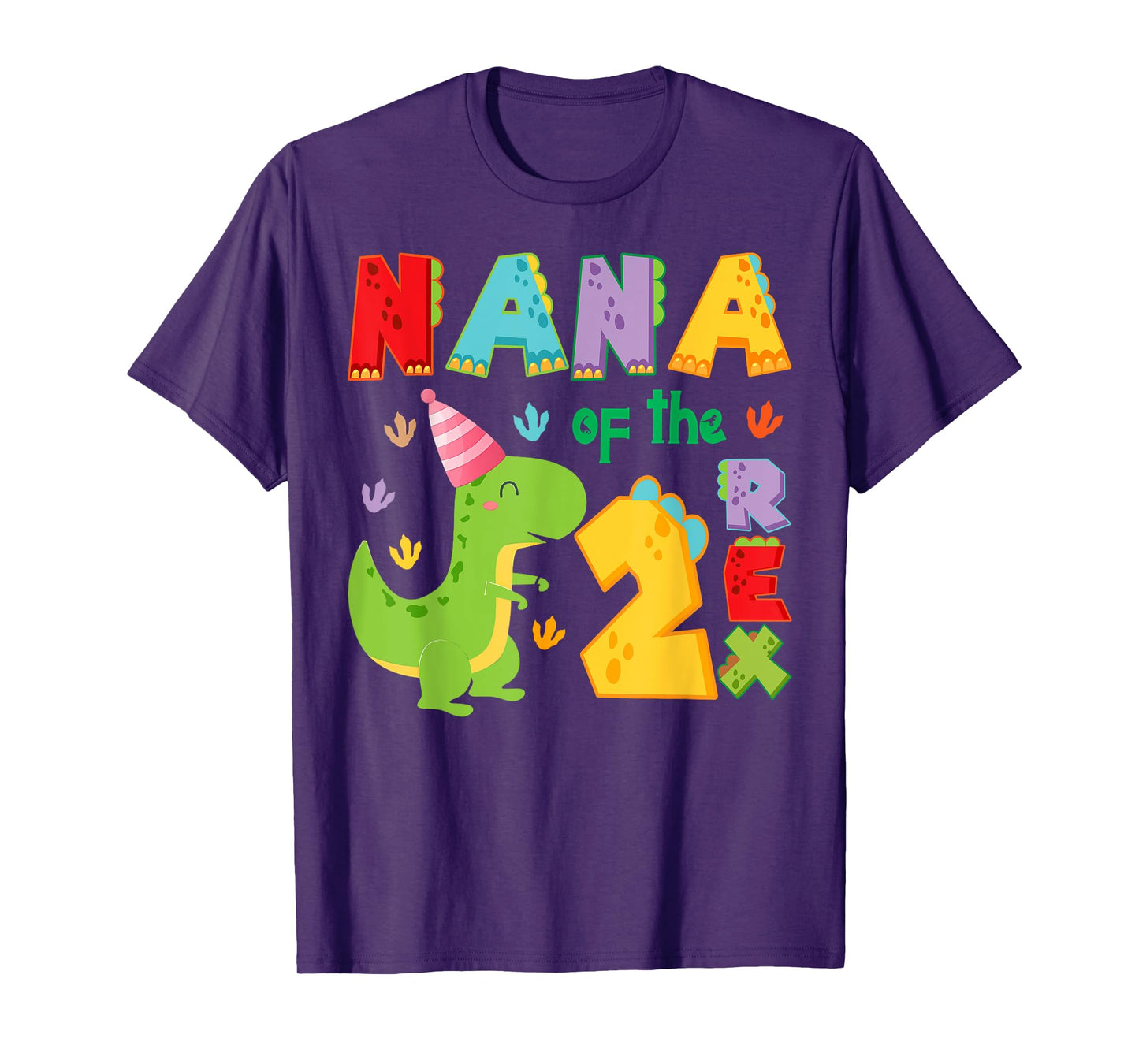 Nana of The Two Rex 2Nd Birthday Boy Dinosaur T-Rex T-Shirt