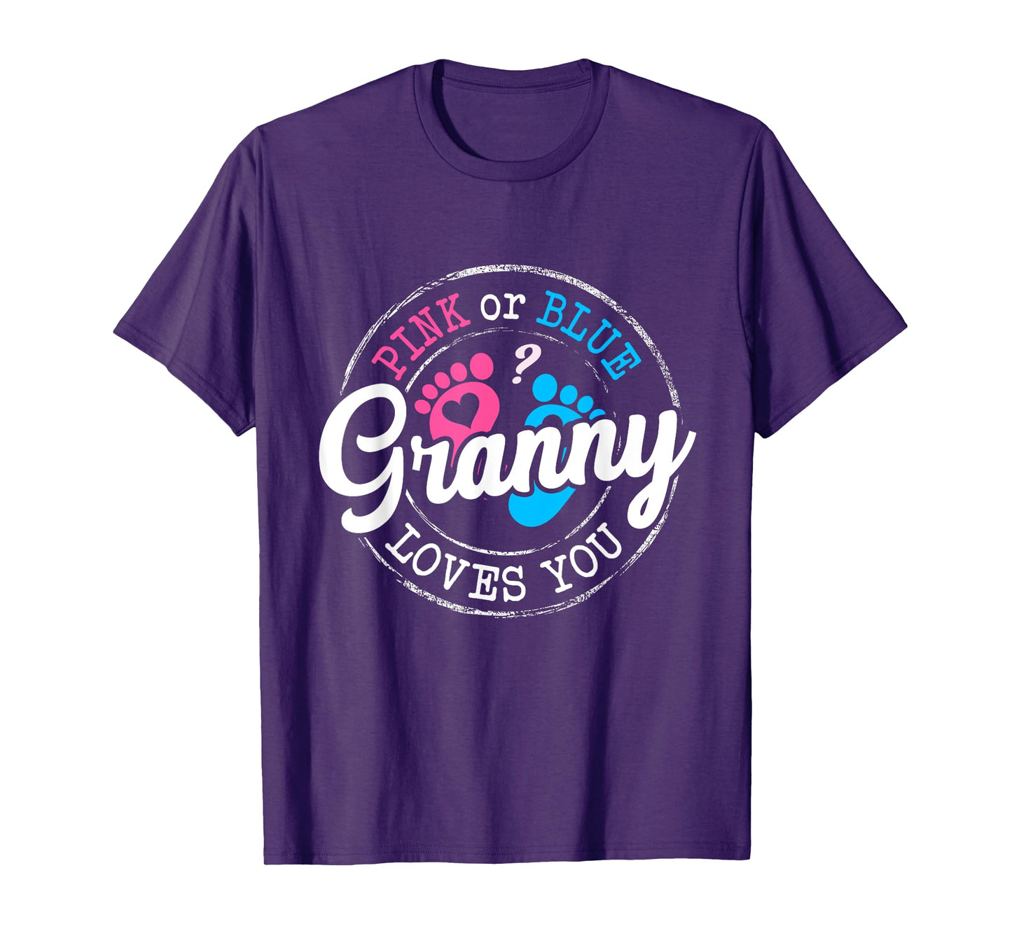 Pink or Blue Granny Loves You Gender Reveal Family T-Shirt