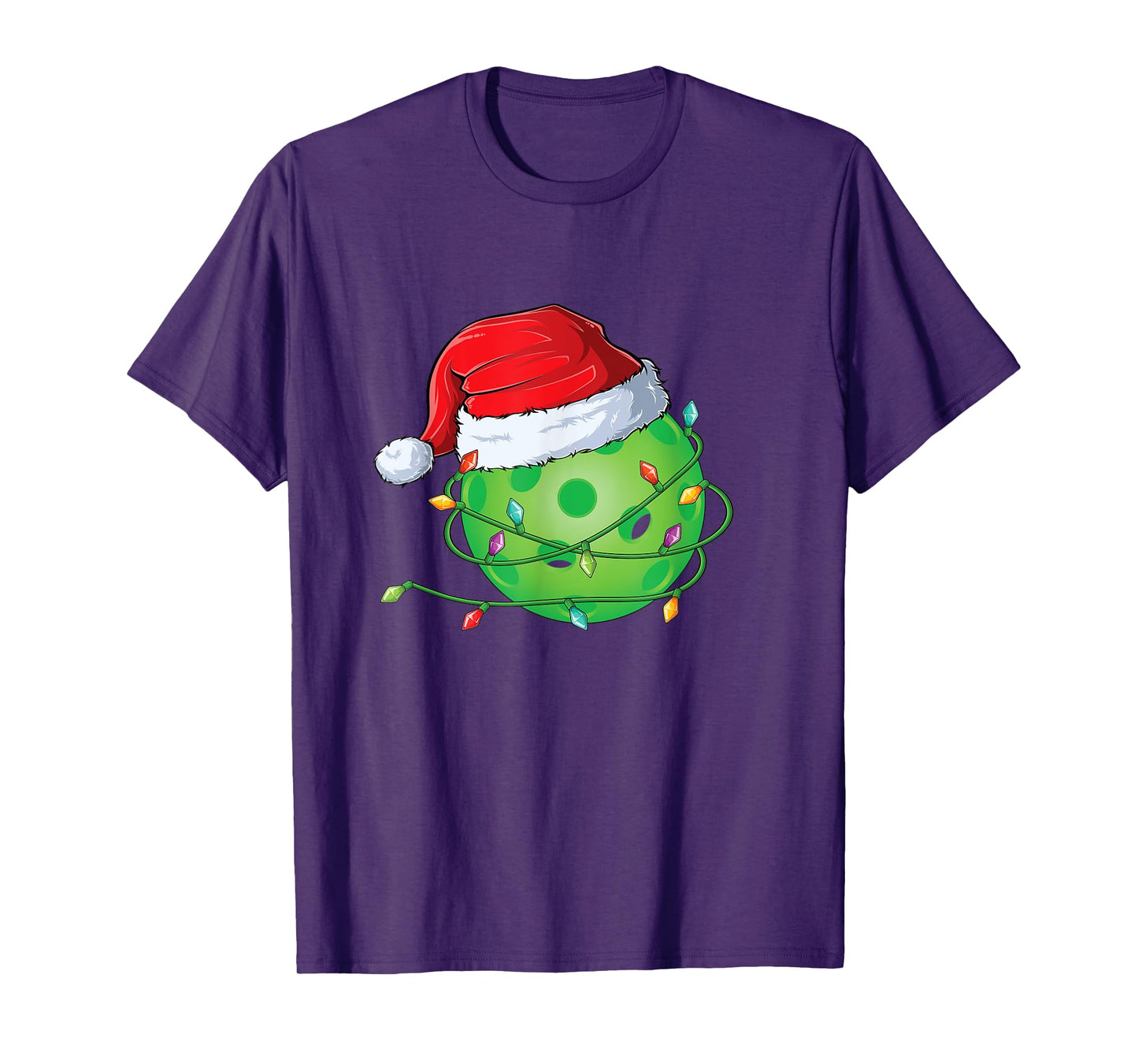 Christmas Pickleball in Santa Hat wrapped in Holiday Lights T-Shirt