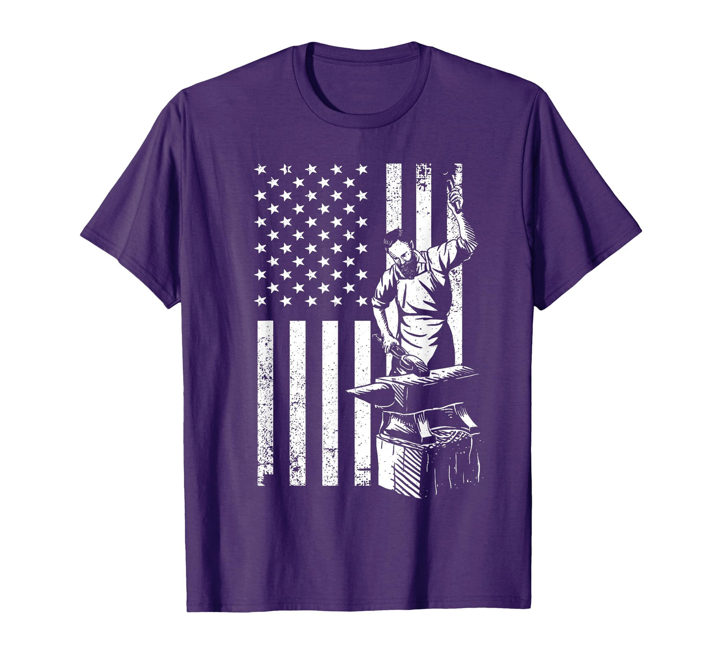 Cool US Flag Blacksmith Art For Men Women Blacksmith Forging T-Shirt