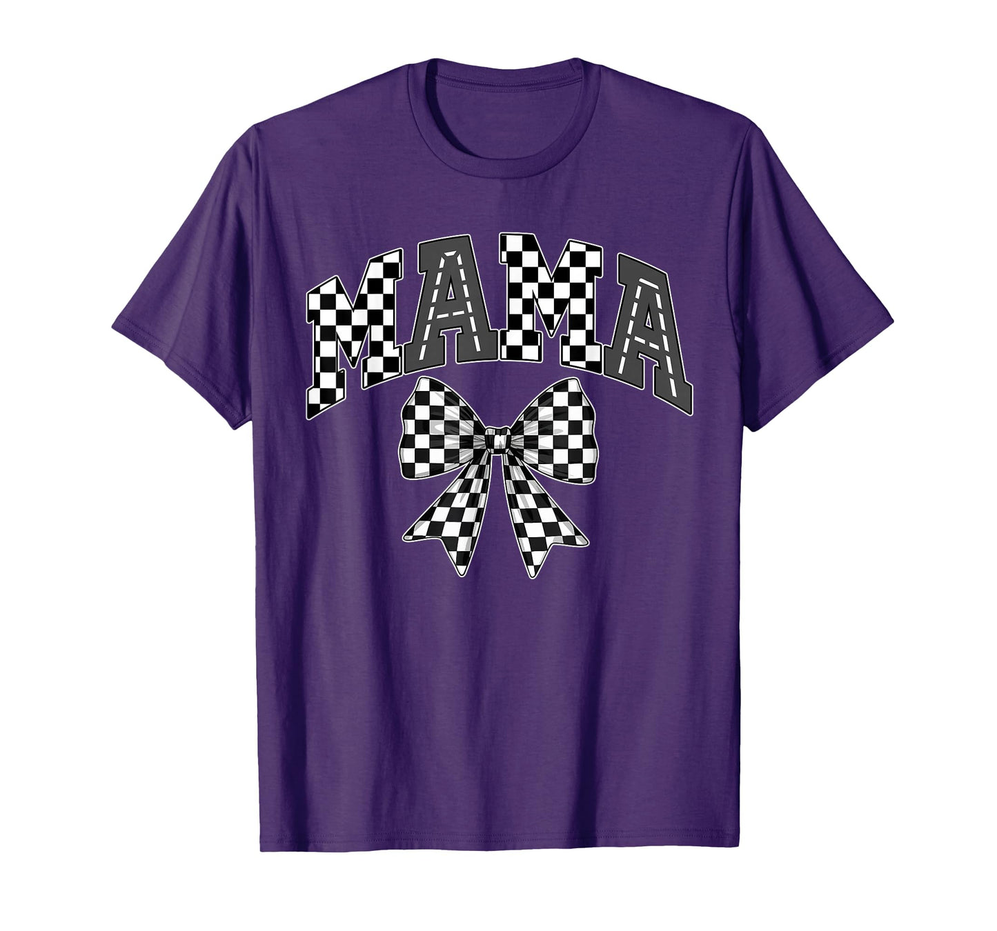 Mama Racing Race Car Checkered Family Birthday Matching T-Shirt