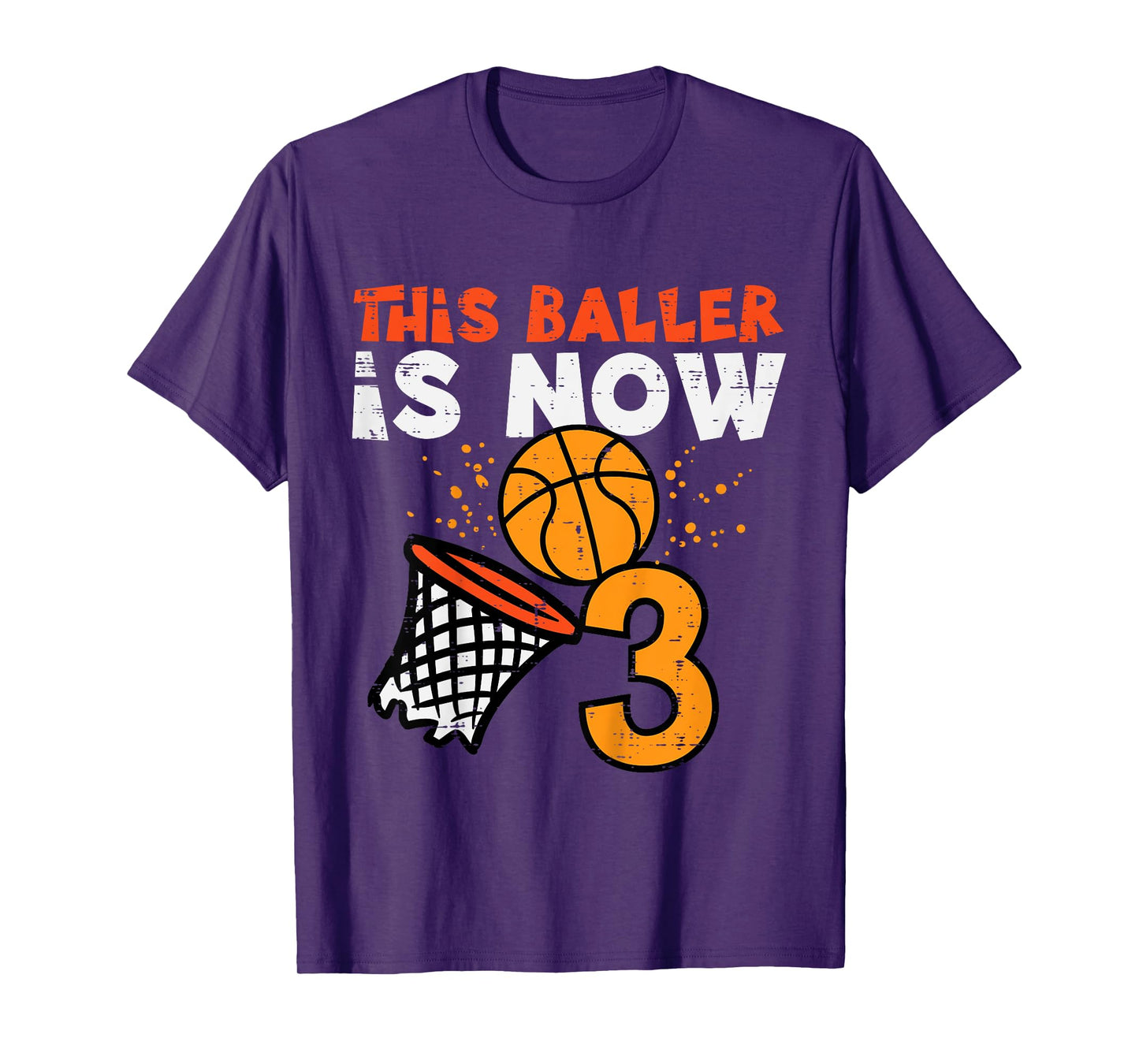 Kids This Baller Is Now 3 Basketball 3rd Birthday Bday Boys Kids T-Shirt