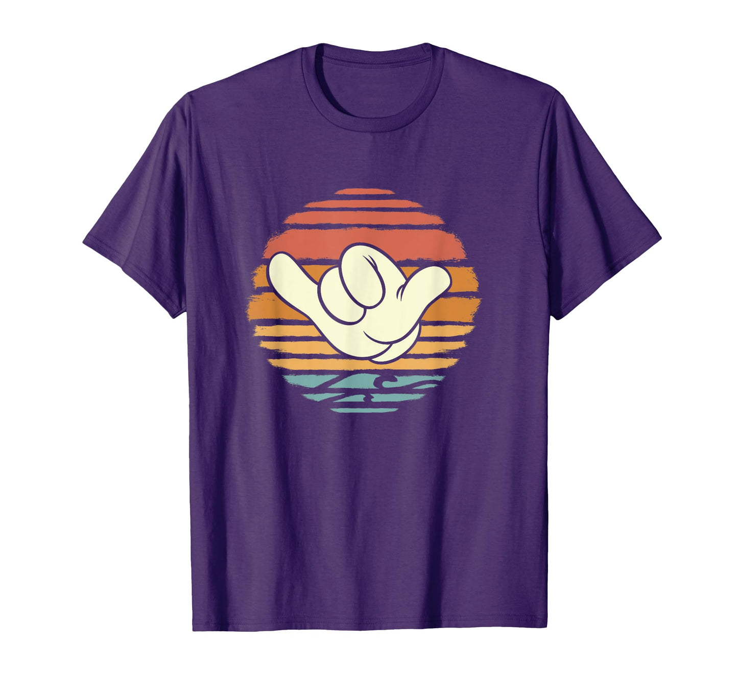 Disney Mickey And Friends Hand Shaka Sign Sunset Vintage T-Shirt
