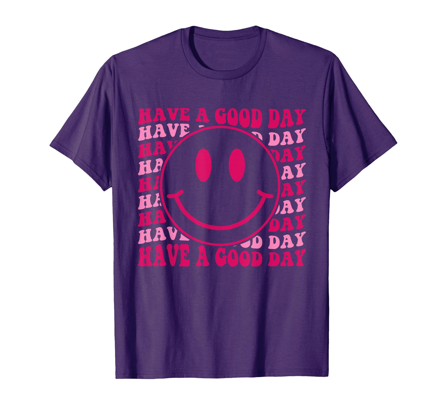 Retro Have A Good Day Happy Face Checkered Smile Face Trendy T-Shirt