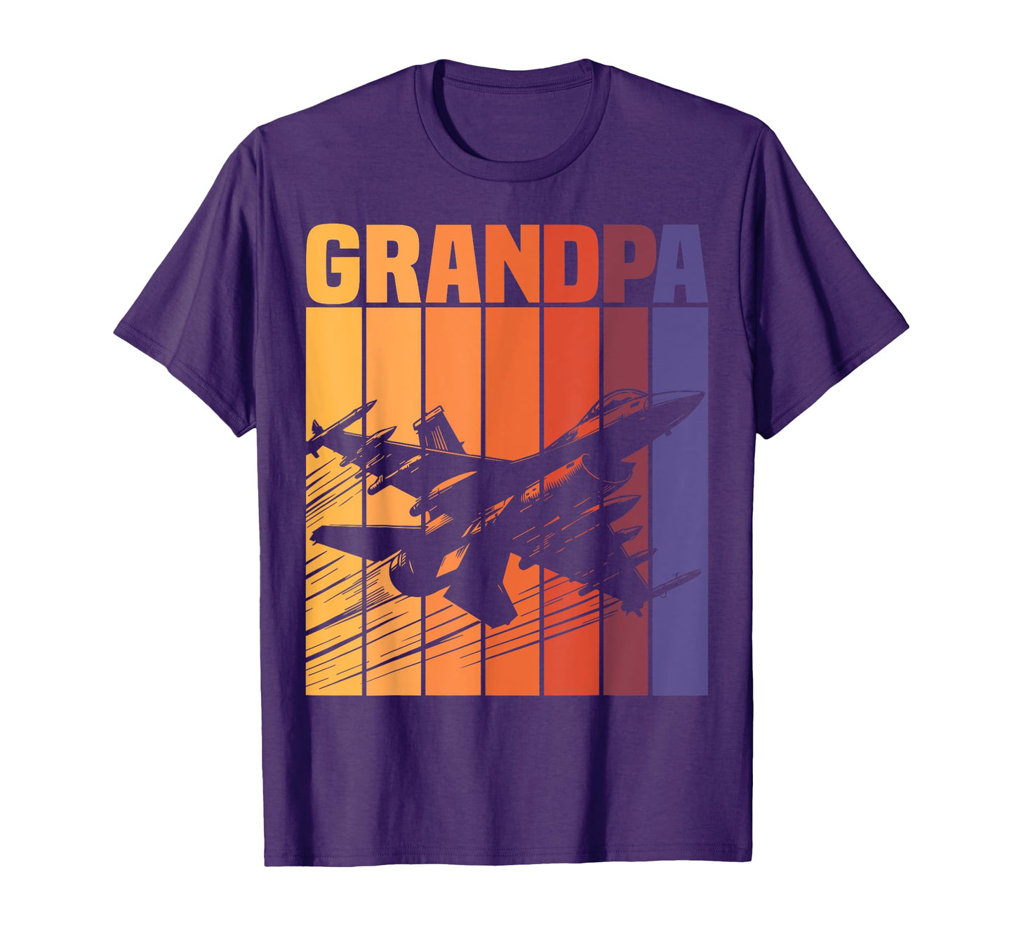 Grandpa Matching Family Retro Military Fighter Jet Birthday T-Shirt