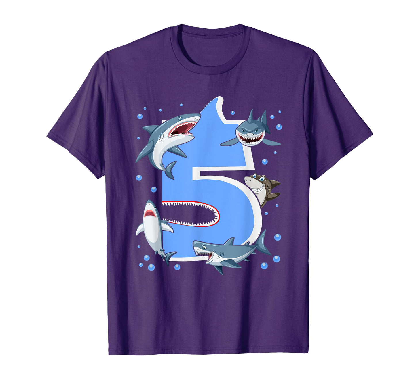 5th Birthday Boys Shark 5 years Old Shark B-day T-Shirt