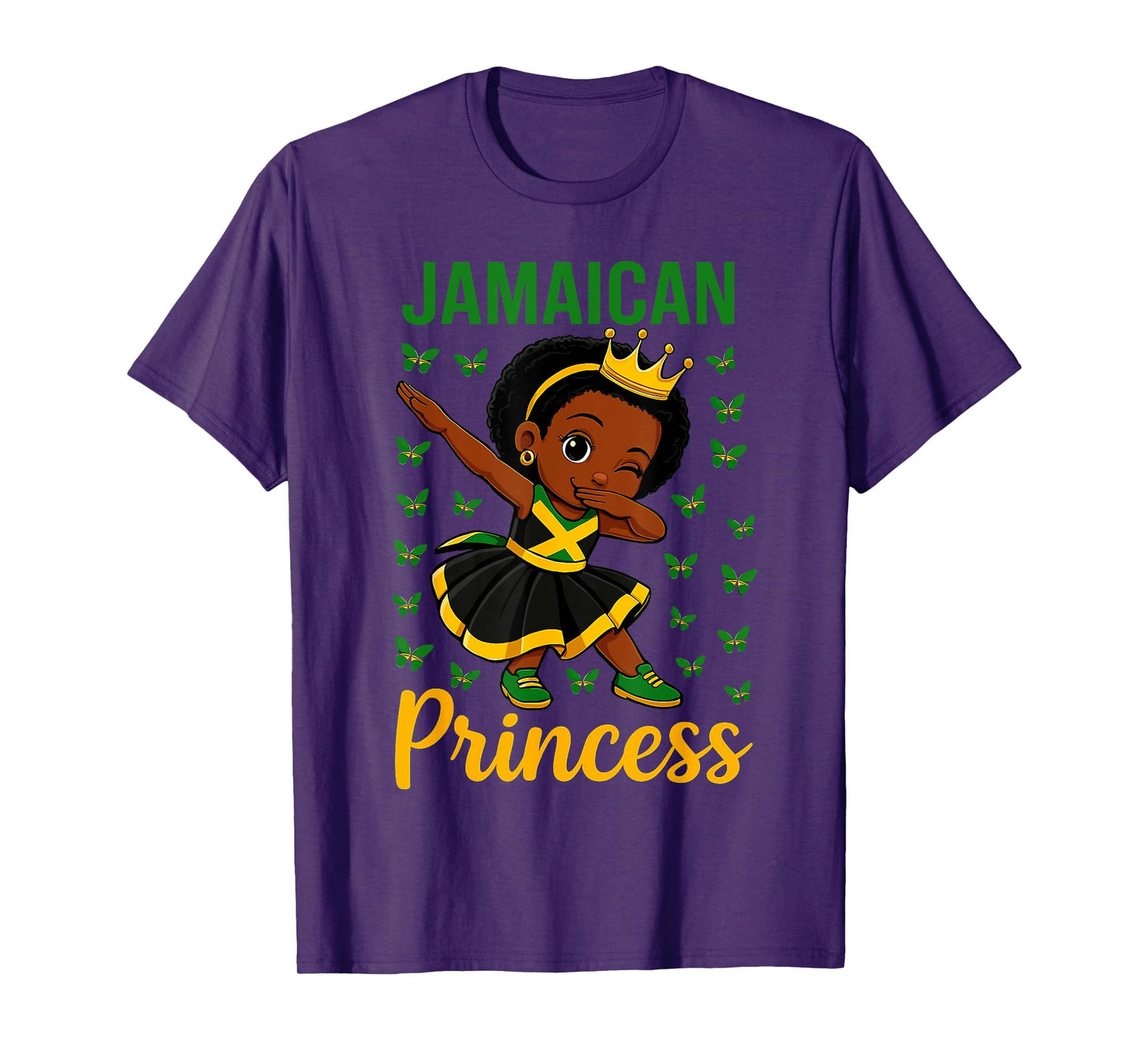 Dabbing Jamaican Princess Girl Jamaica Flag for Girls T-Shirt